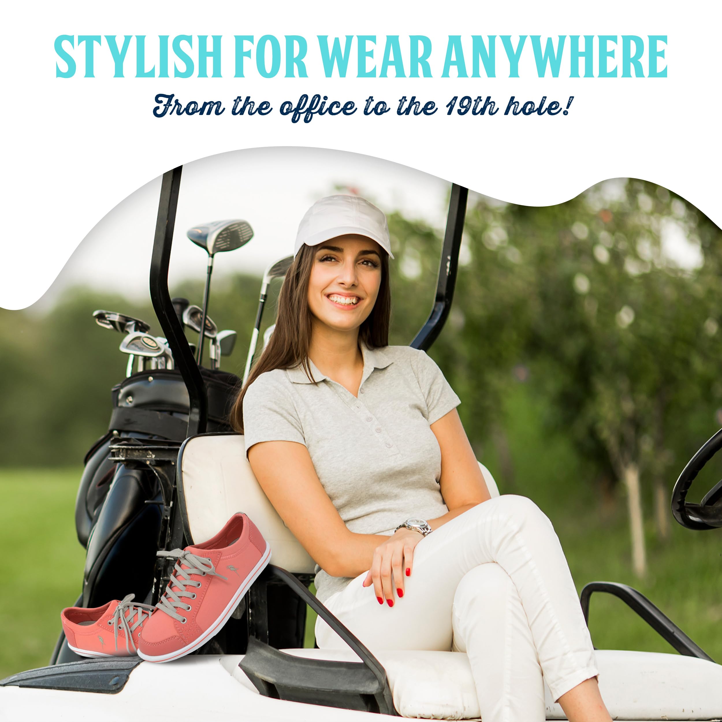 Margaritaville The Birdie Spikeless Women's Golf Shoes - Comfortable Ladies Golf Footwear with Rubber Toe Guard & Stability Heel Frame - Athletic Lace-Up Shoes for Walking Courses & Casual Wear