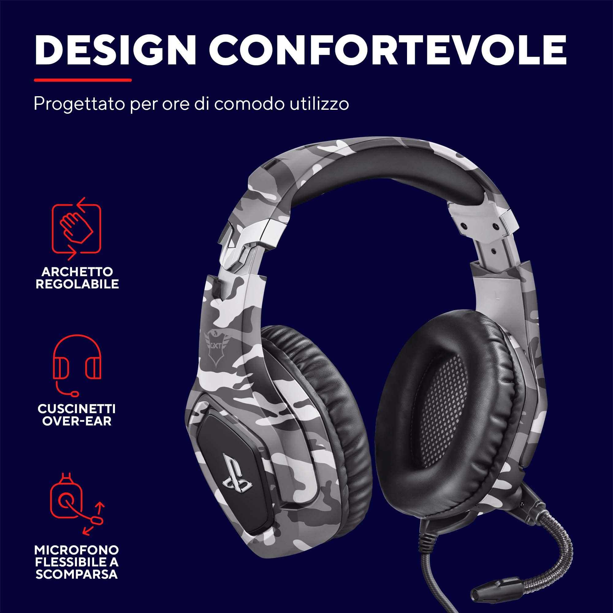 Trust Gaming GXT 488 Forze-G Official Licensed PlayStation Headset for PS4 & PS5 - Over-Ear Wired Gaming Headphones with Foldable Mic, Adjustable Headband & 3.5mm Audio Jack - Gray | Perfect for Competitive Gaming, Streaming & Long Play Sessions