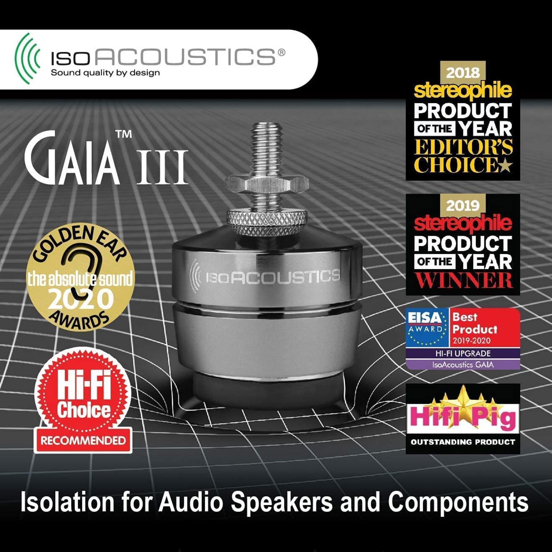 IsoAcoustics GAIA Series Speaker Isolation Feet - Set of 4 for Home Audio & Studio Monitors - Reduce Vibrations & Improve Sound Quality