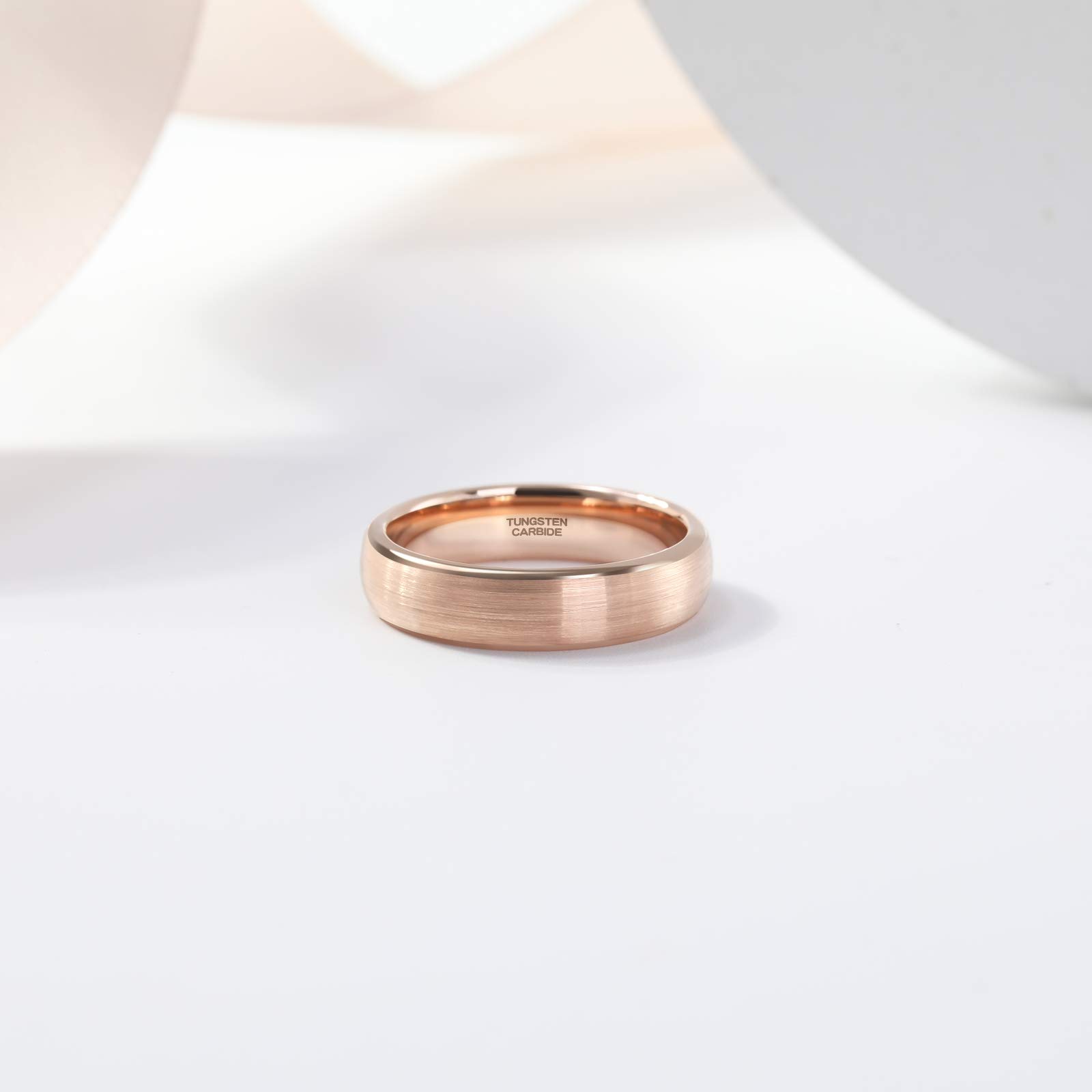 TRUMIUM 3mm & 5mm Tungsten Wedding Bands for Women & Men - Rose Gold & Silver Brushed Comfort Fit Rings (Size 4-12) - Perfect for Engagement, Anniversary & Everyday Wear