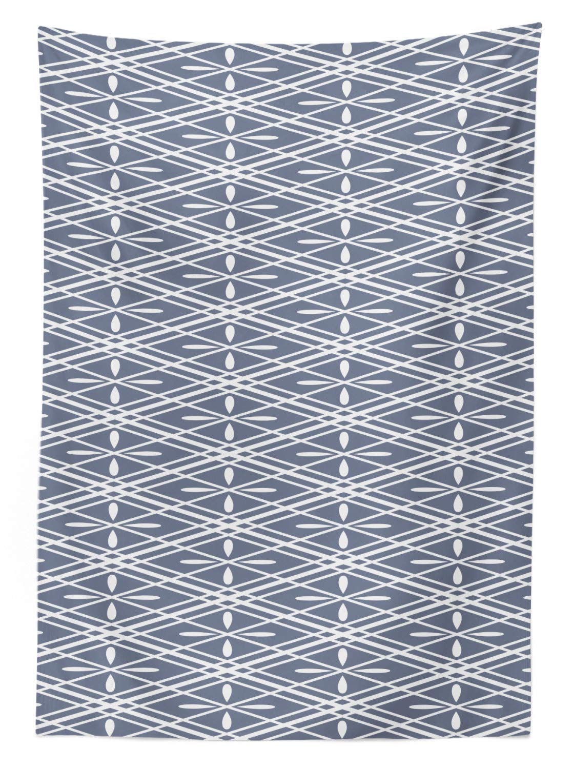 Ambesonne Geometric Outdoor Tablecloth - Oriental Inspired Plant Pattern Washable Picnic Table Cover 58x104 Inches, Grey White - Perfect for Garden Parties, BBQs, and Outdoor Dining Events