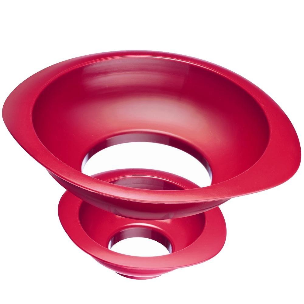 Premium Double Jam Jar Pouring Funnel - Wide Mouth Stainless Steel Kitchen Funnel for Canning, Preserves & DIY Projects - Perfect for Home Brewing, Jam Making & Food Storage (Red)