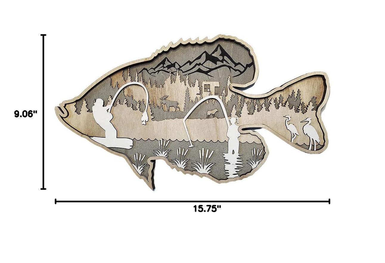 Fenteer Hand Carved Wooden Wall Sculpture - Fishing & Hunting Forest Theme Rustic Home Decor for Cabin, Lodge, or Country House | Perfect for Living Room, Bedroom, or Office Wall Art