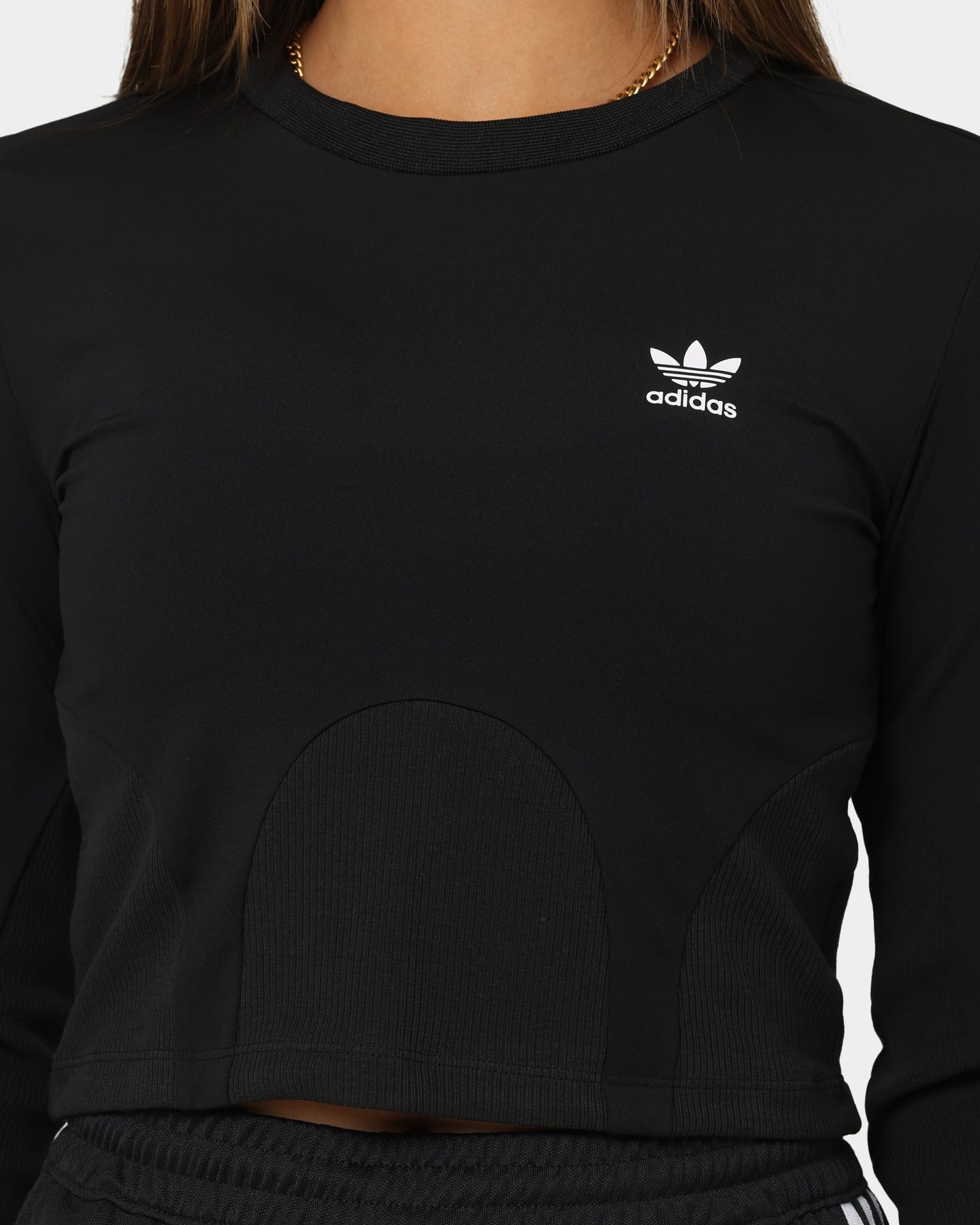 Adidas Women's Always Original Rib Long Sleeve T-Shirt - Black | Athletic Casual Wear for Running, Yoga & Everyday Comfort