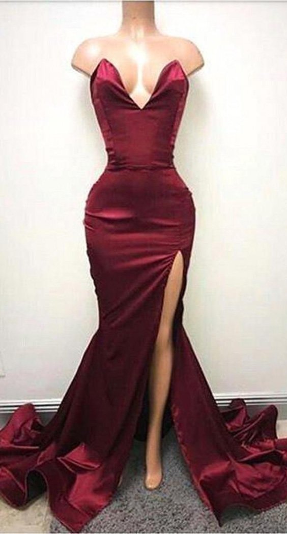 **Elegant Lemai Women's Formal Mermaid Evening Gown with High Front Slit – Perfect for Prom, Cocktail Parties & Red Carpet Events**