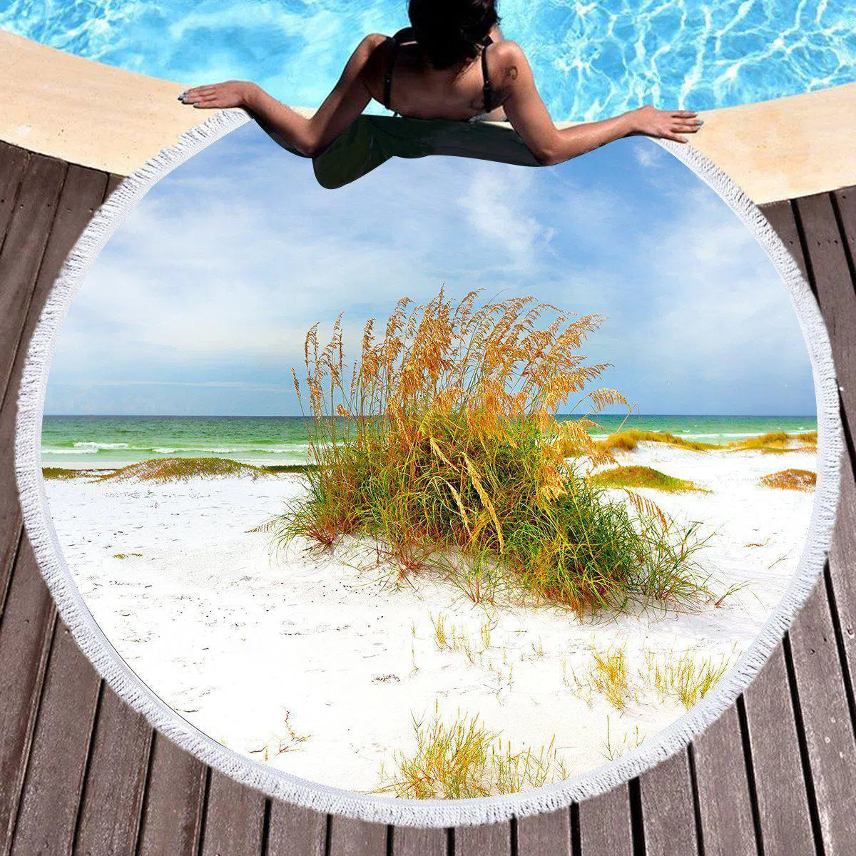 Florida Dreaming Round Beach Towel Collection - Soft, Quick-Dry & Sand-Resistant - Perfect for Pool, Beach & Vacation Travel - 60