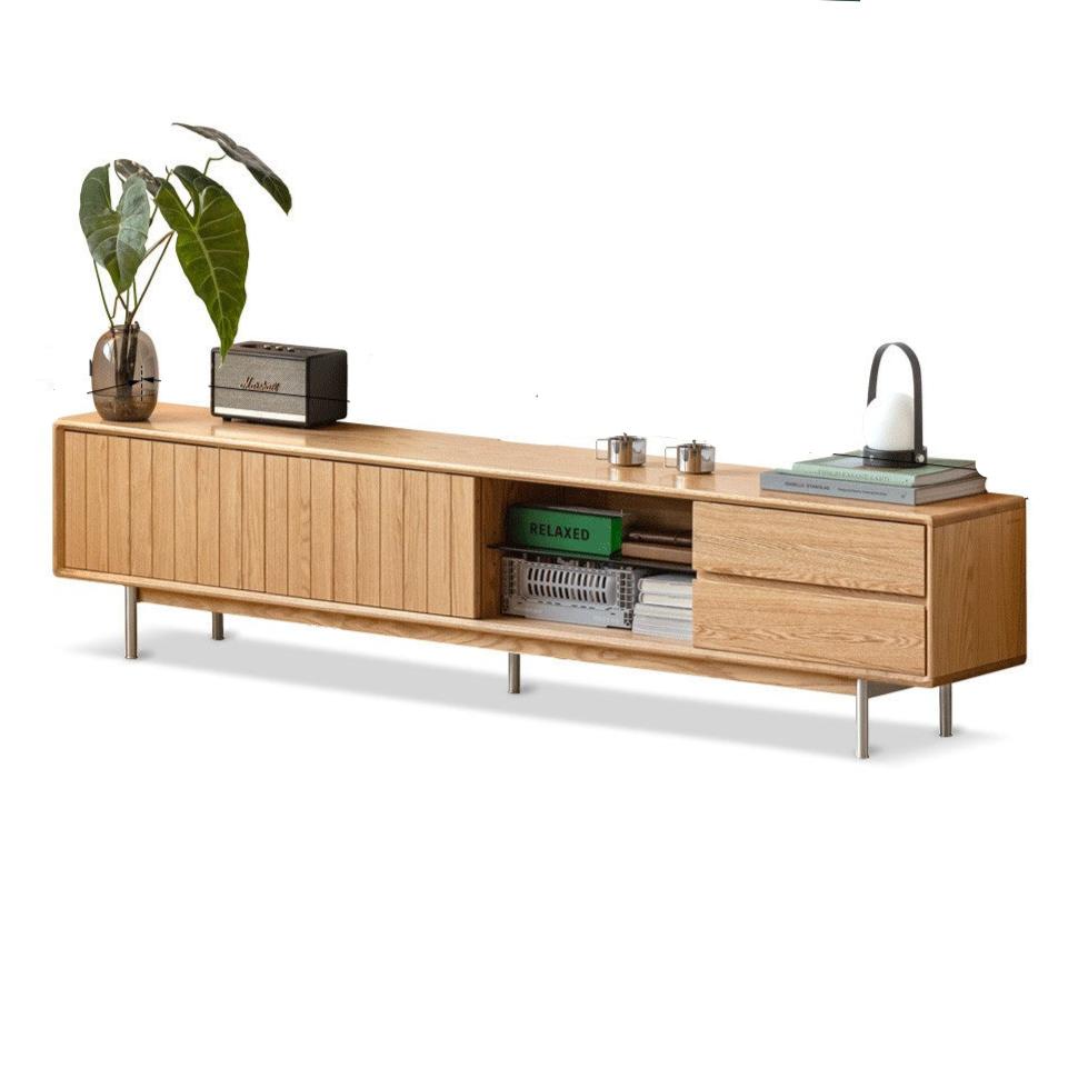 Modern Oak Solid Wood TV Stand - Stylish Entertainment Center for Living Room, Bedroom & Home Theater