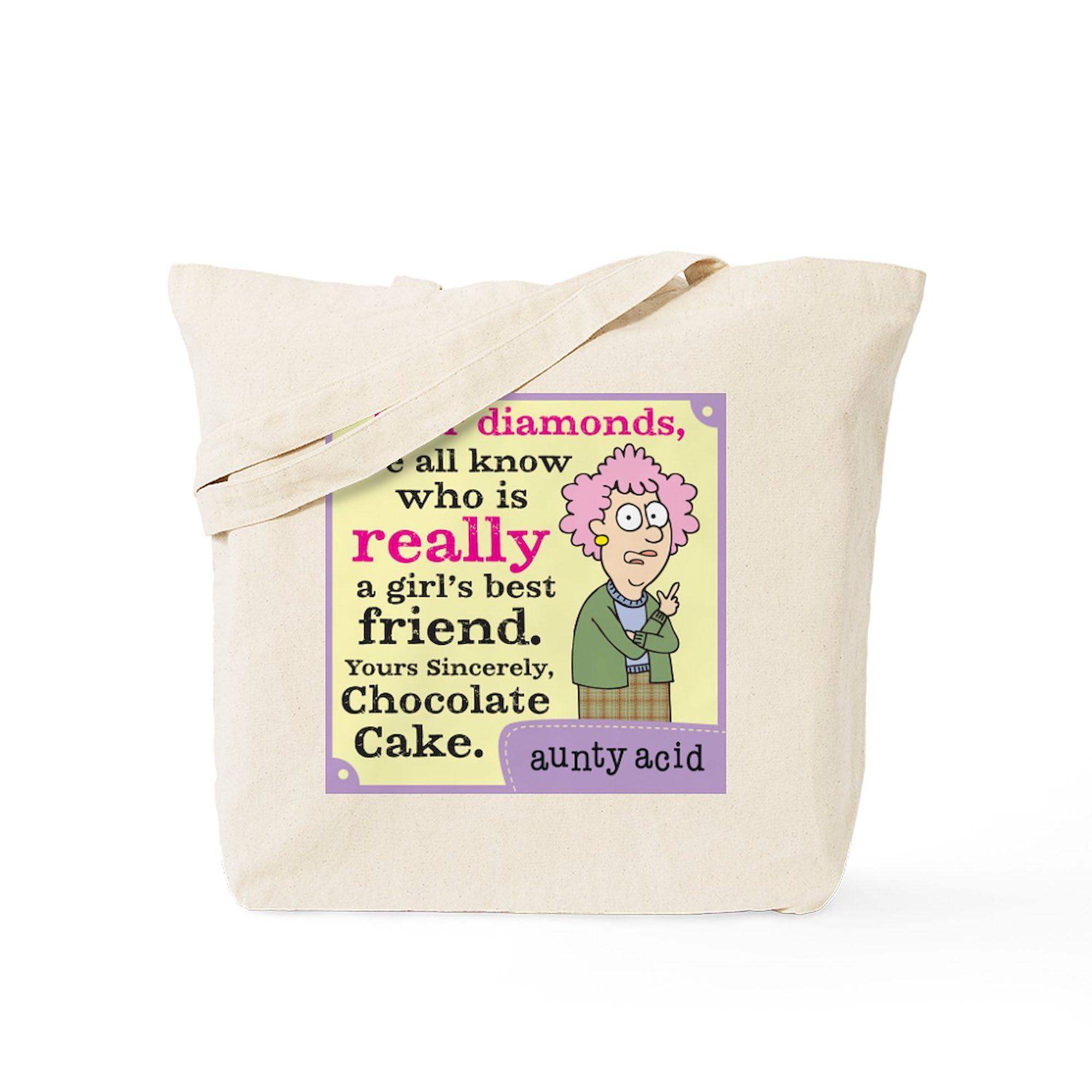 **Aunty Acid: Dear Diamonds Natural Canvas Tote Bag - Reusable Shopping Bag for Women, Groceries, Beach & Everyday Use**