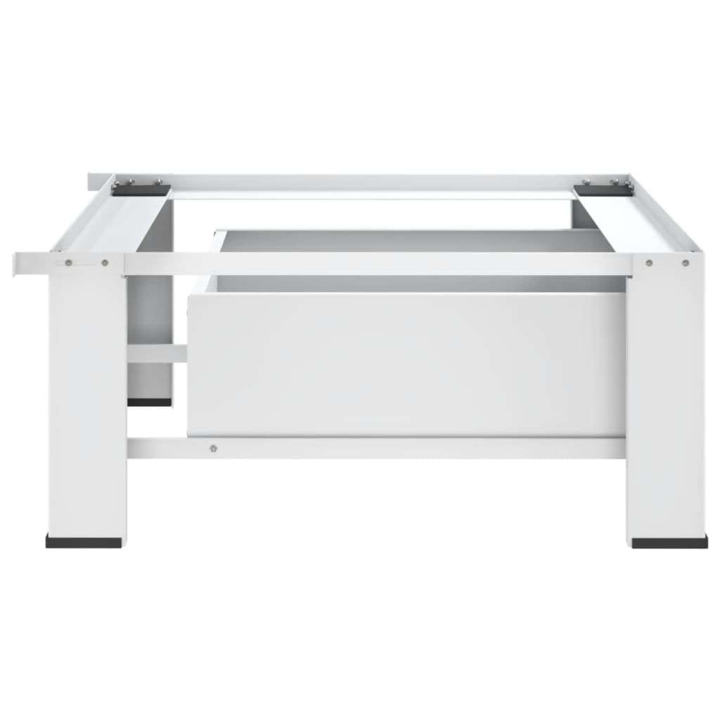 White Washing Machine Pedestal with Storage Drawer - Laundry Room Organizer for Front Load Washers, Space Saving Solution for Detergent and Supplies