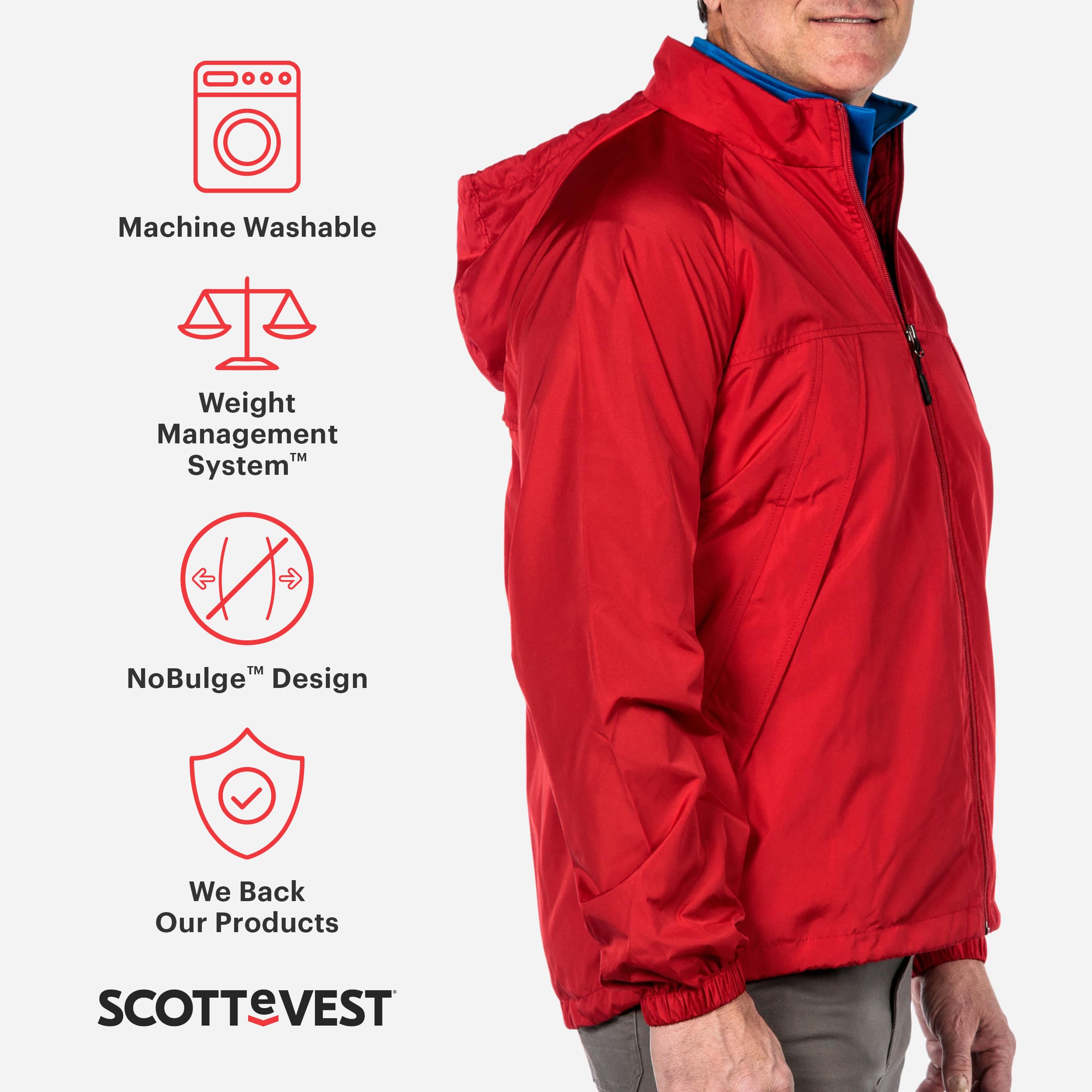 SCOTTeVEST Men's Pack Windbreaker Jacket with 19 Hidden Pockets - Lightweight Water Repellent Travel Jacket for Hiking, Commuting & Outdoor Activities