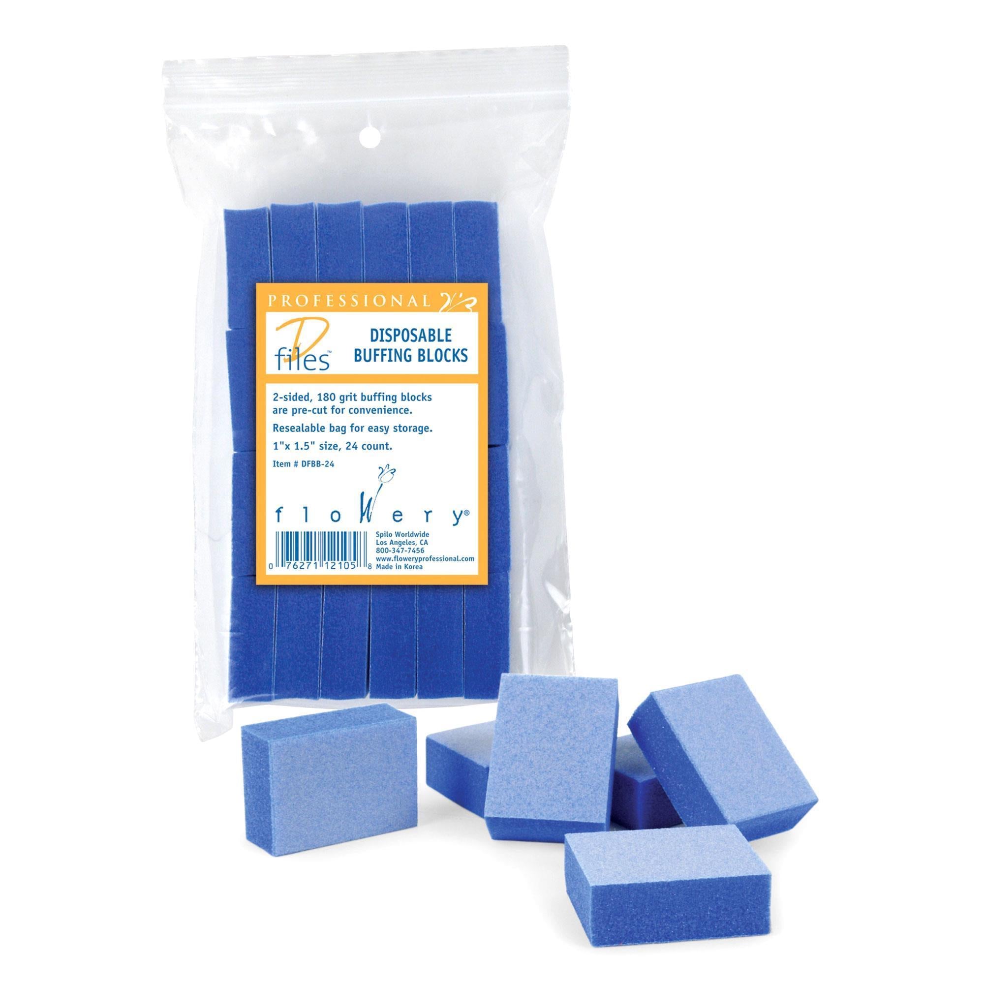 Flowery Disposable Buffing Blocks for Nails - Mini Size 24pc - Perfect for At-Home Manicures & Salon Nail Care