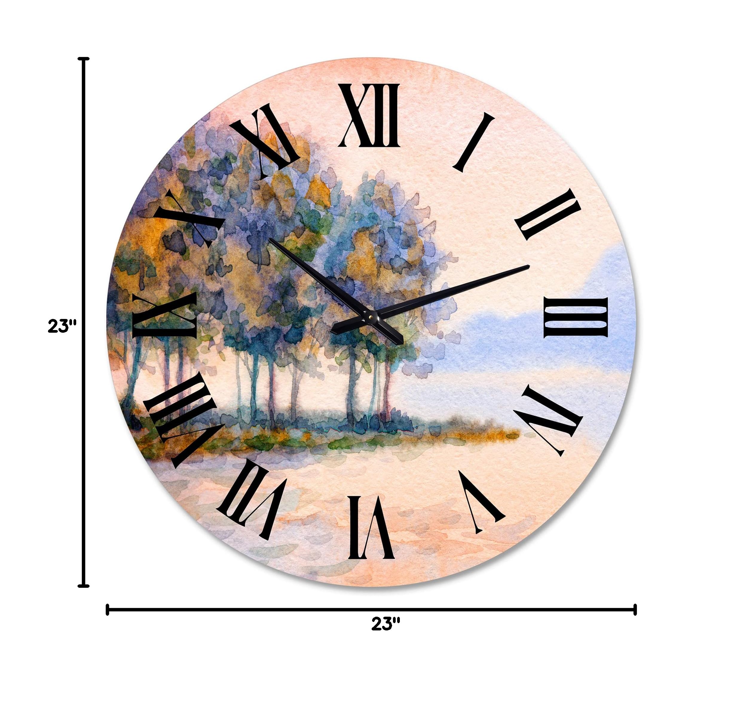 Sunset Over The Lake II - Large Traditional Wall Clock with Nature Landscape Design for Home & Office Decor | Perfect for Living Room, Bedroom or Workspace