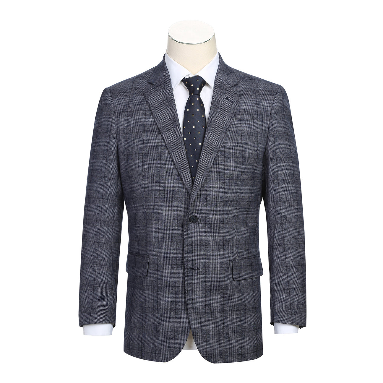 Alessandro Vitello by Renoir Classic Fit Checked Suit - Gray 293 Size 30 | Premium Men's Business Attire for Office, Weddings & Formal Events