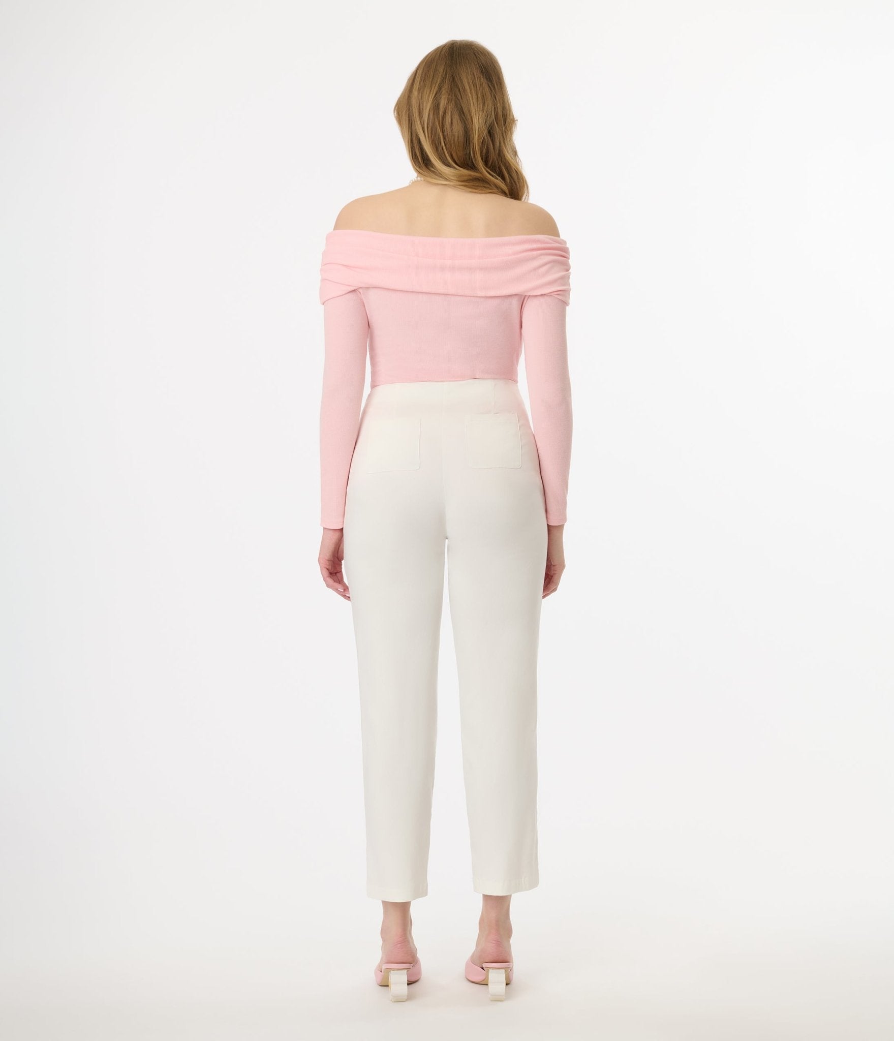 Vintage 1960s White High Waisted Cigarette Pants - Retro Women's Slim Fit Trousers for Casual Wear & 60s Themed Parties