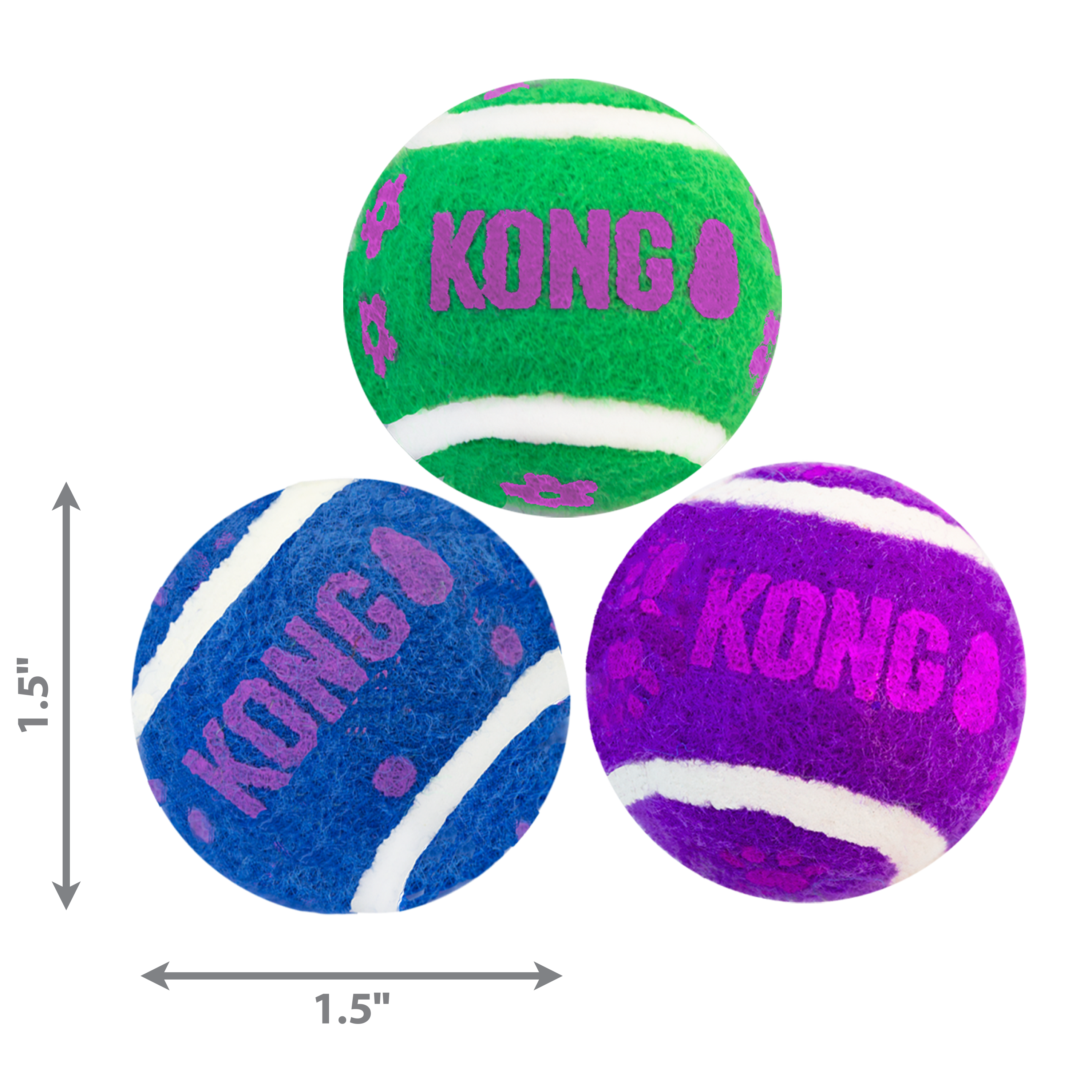 **Kong Cat Toy - 3 Tennis Balls with Bells Inside for Playful Cats - Interactive Pet Toy for Indoor & Outdoor Fun**