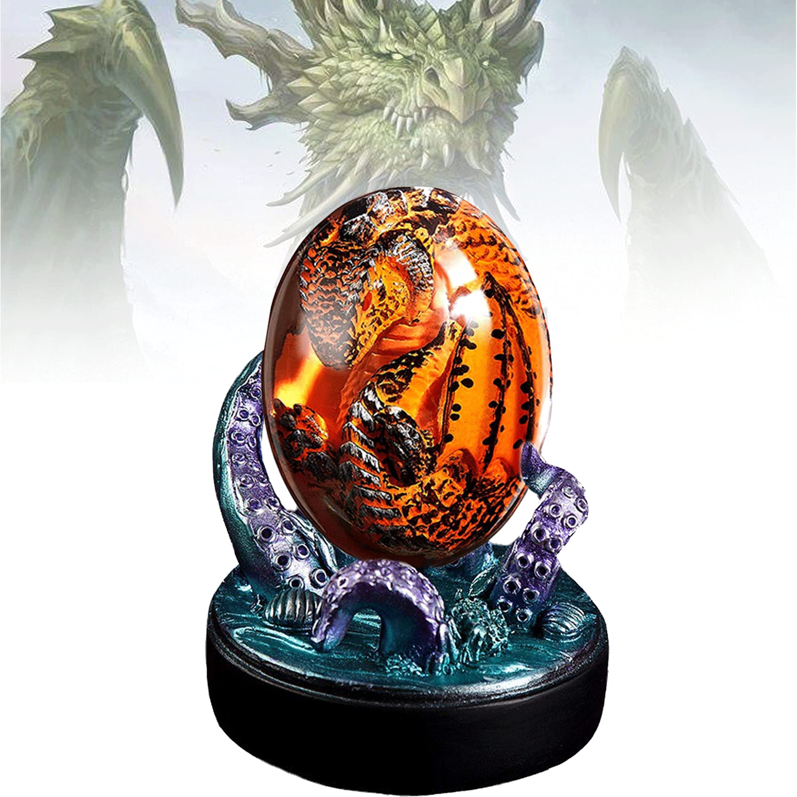 **ANLIFL Crystal Lava Dragon Egg - Transparent Resin Sculpture with Octopus Base - Unique Desktop Ornament for Home, Office & Fantasy Decor**    *(Perfect for Gift Giving, Collectibles, Meditation, and Fantasy-Themed Displays)*