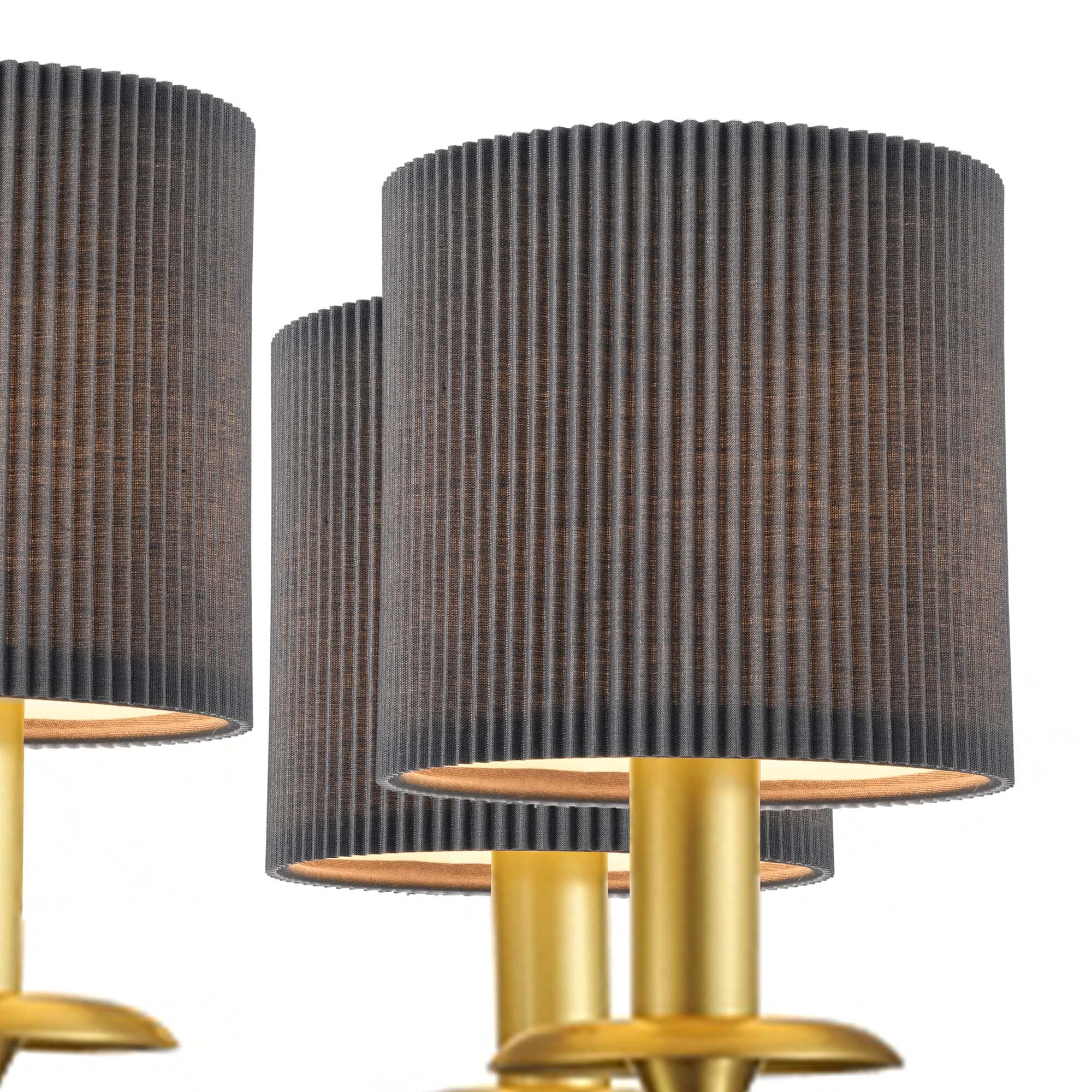 LAMPWELL KETTE Clip-on Chandelier Fabric Lamp Shades - Set of 6 Small Drum Lamp Shades (5.4