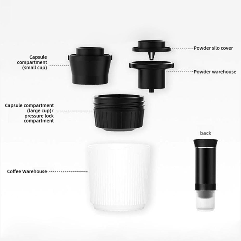 12V Portable Espresso Machine - Fast Heating Electric Coffee Maker for Car, Camping & Travel | Compact 3-in-1 Self-Heating Coffee Machine | Perfect for Road Trips, Hiking, RV & Office Use