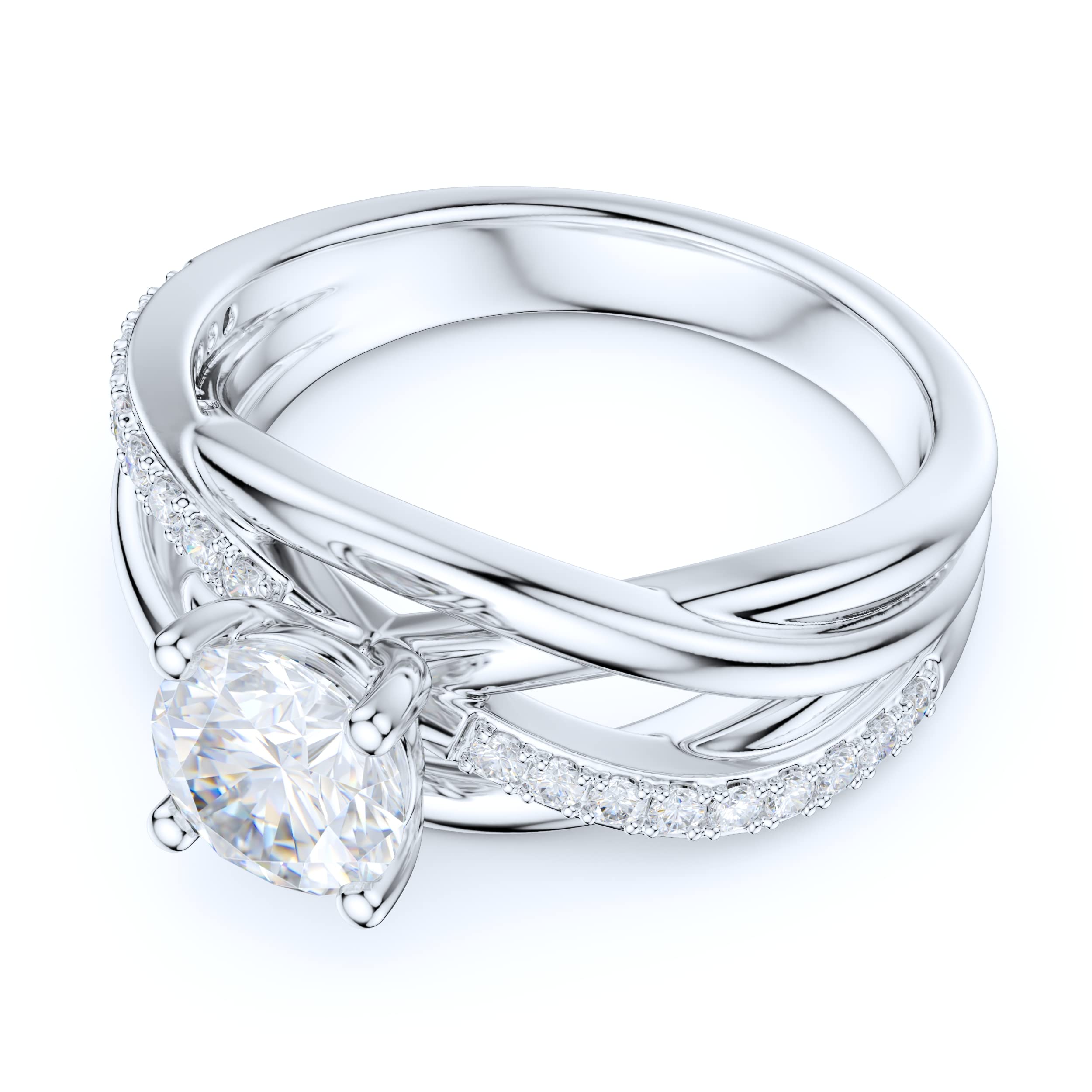 Sterling Silver Criss Cross 1CT Simulated Diamond or Moissanite Engagement Ring for Women - Perfect for Promise, Proposal & Wedding Jewelry Gifts