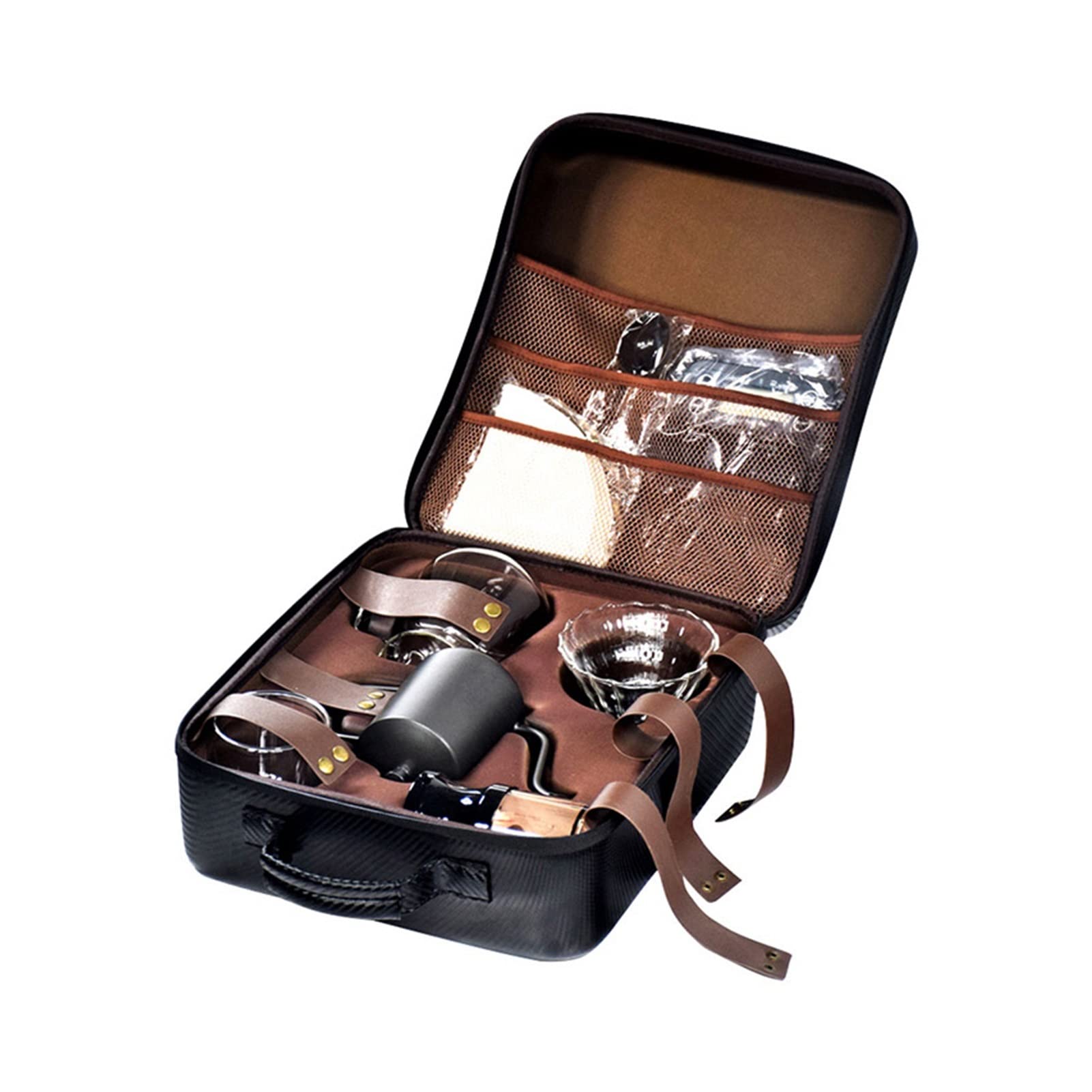 GANFANREN Premium Travel Hand Coffee Pot Set - Portable Espresso Maker with Stainless Steel French Press, Coffee Grinder & Electronic Scale - Perfect Gift for Coffee Lovers, Camping & Office Use