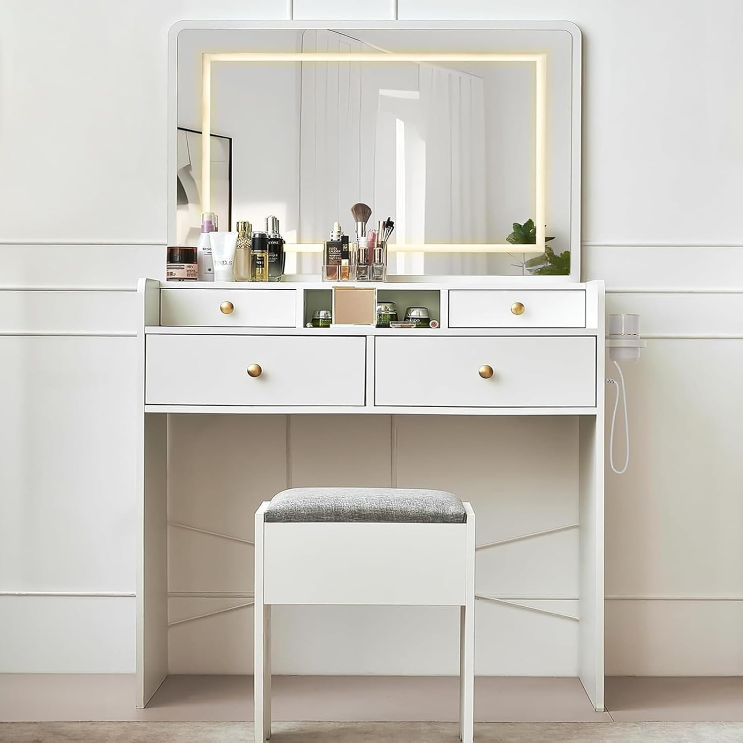 Vanity Desk with Mirror and Lights - 41