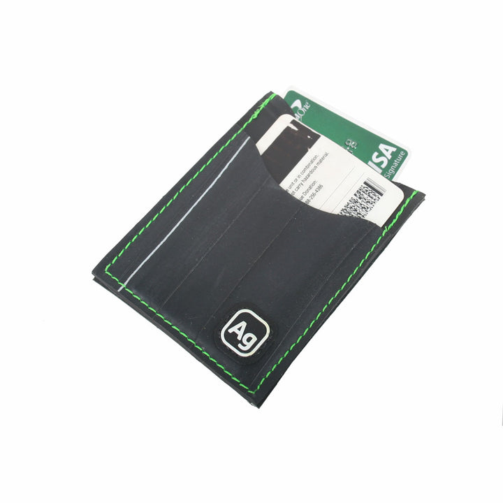 Eco-Friendly Green Bike Tube Cardholder - Slim RFID Blocking Wallet for Men & Women - Perfect for Night Out, Travel, and Everyday Use