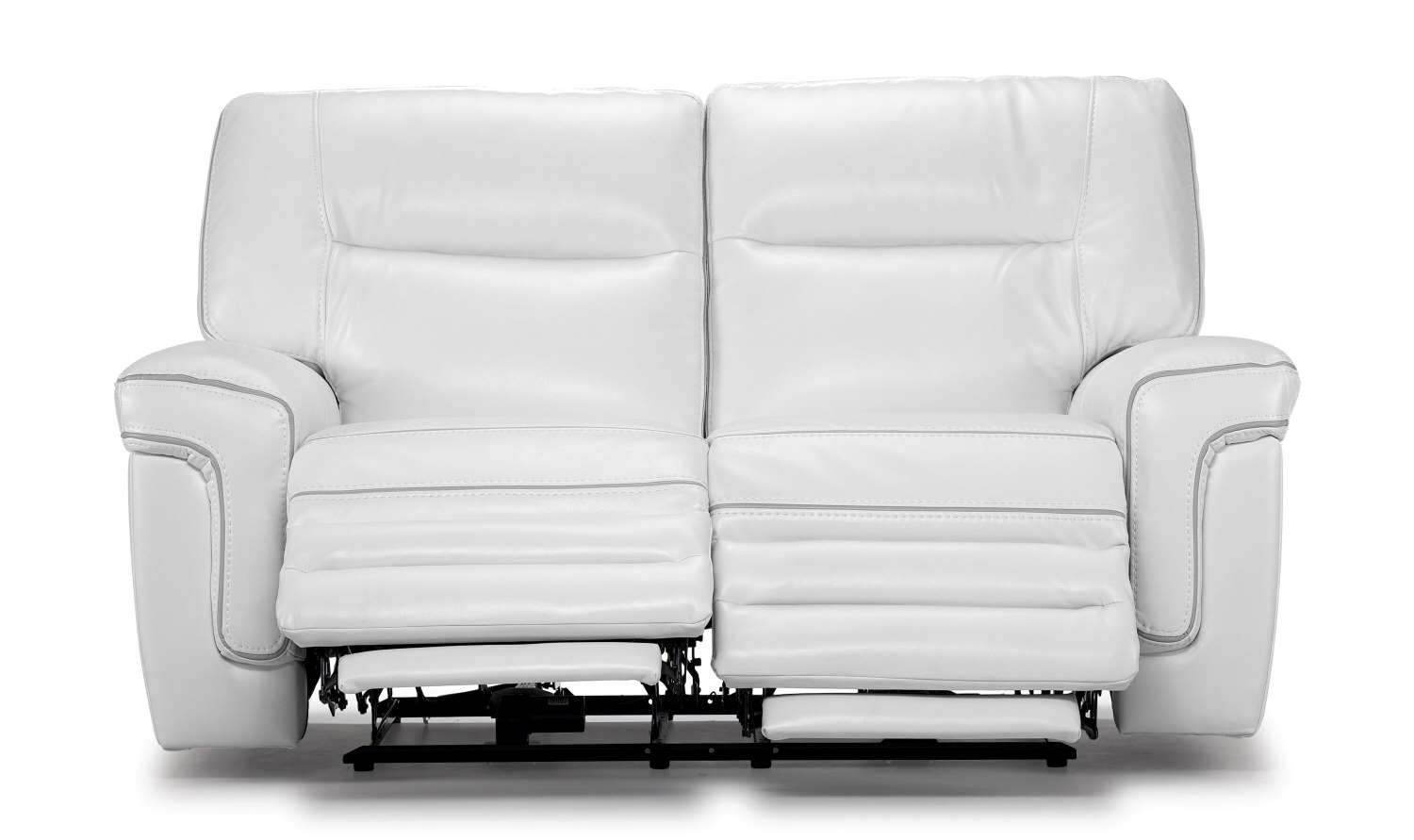 Cosmic Dual Power Reclining Loveseat - White Leather Recliner Sofa for Living Room | USB Charging & Cup Holders | Perfect for Movie Nights & Small Spaces
