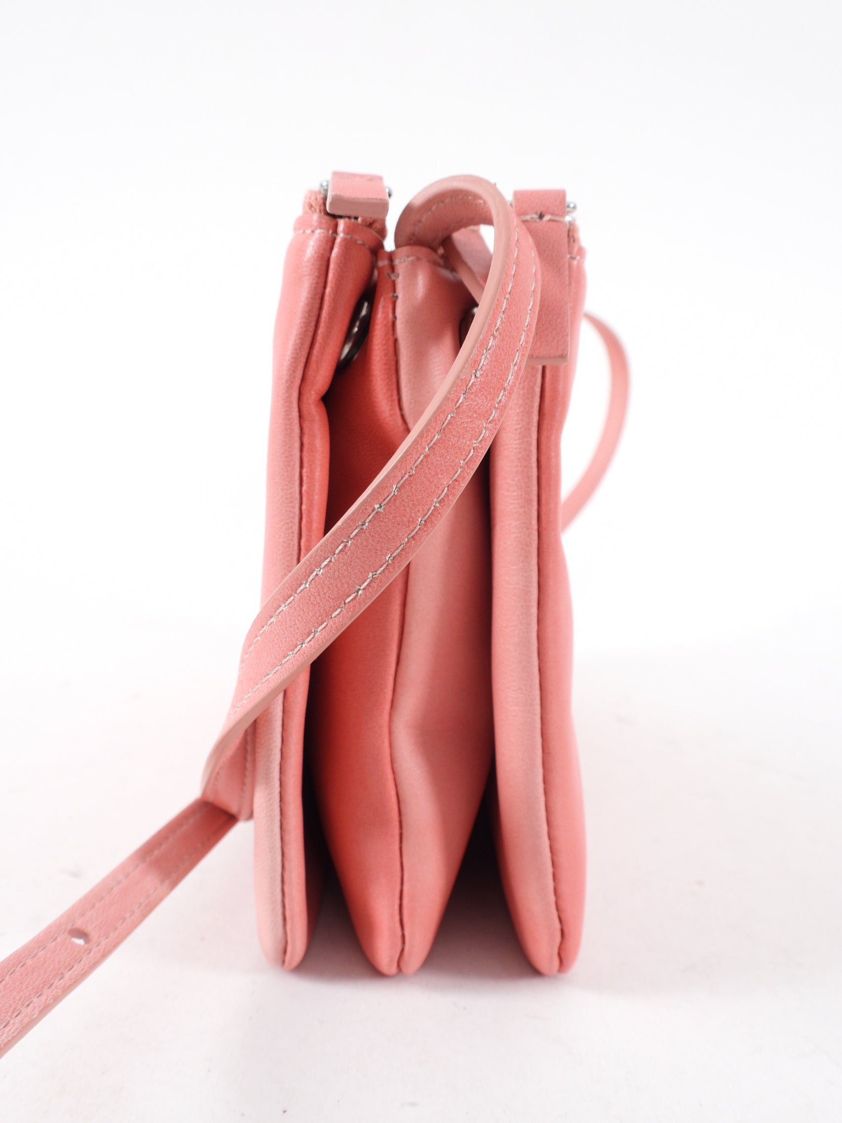 Celine Light Pink Leather Trio Crossbody Bag for Women | Luxury Designer Handbag | Perfect for Work, Travel & Evening Out