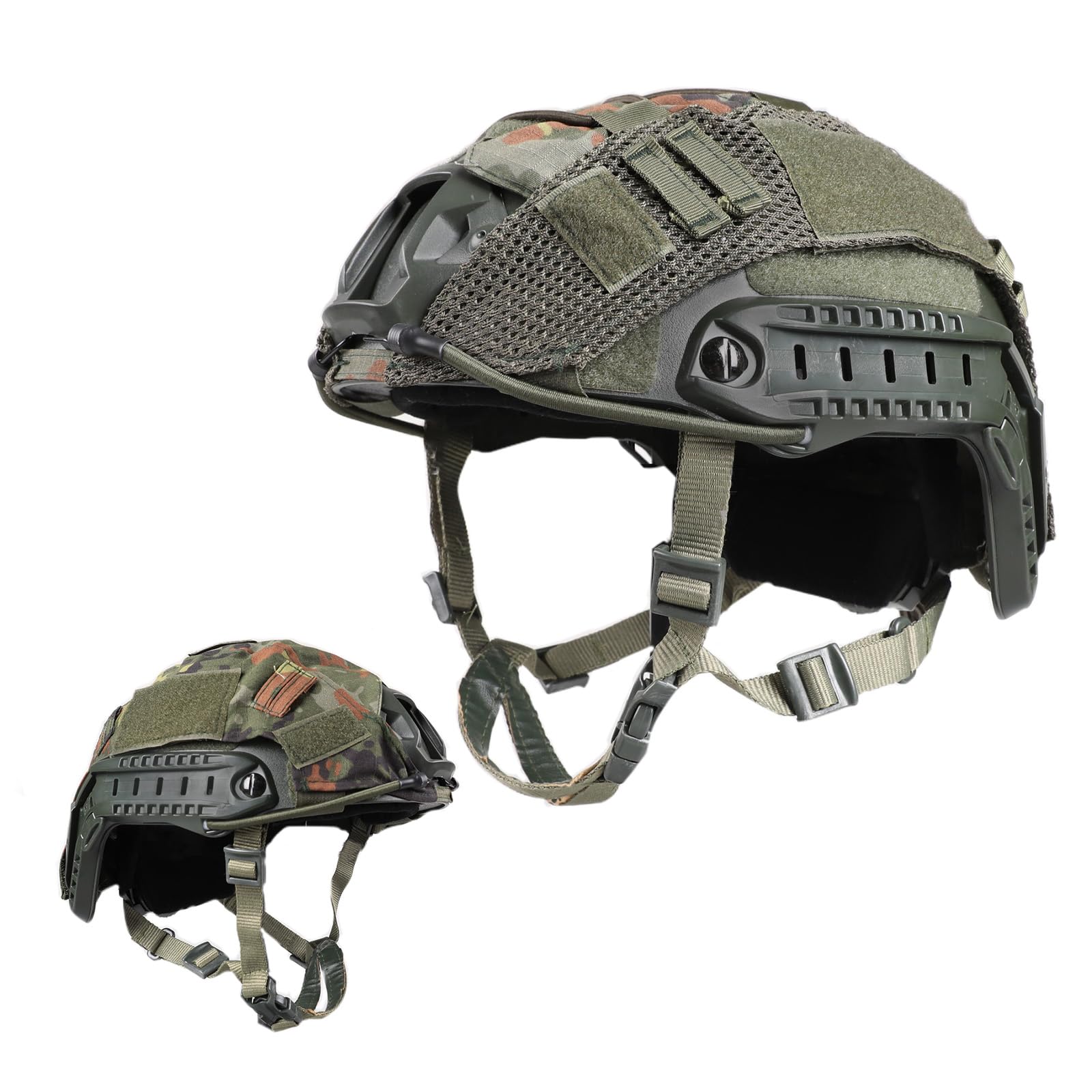 Adjustable Tactical Helmet with Helmet Cover - PJ Style Military Helmet for Airsoft, Hunting & Shooting | Lightweight Protective Gear with NVG Mount for Outdoor Activities & Cosplay