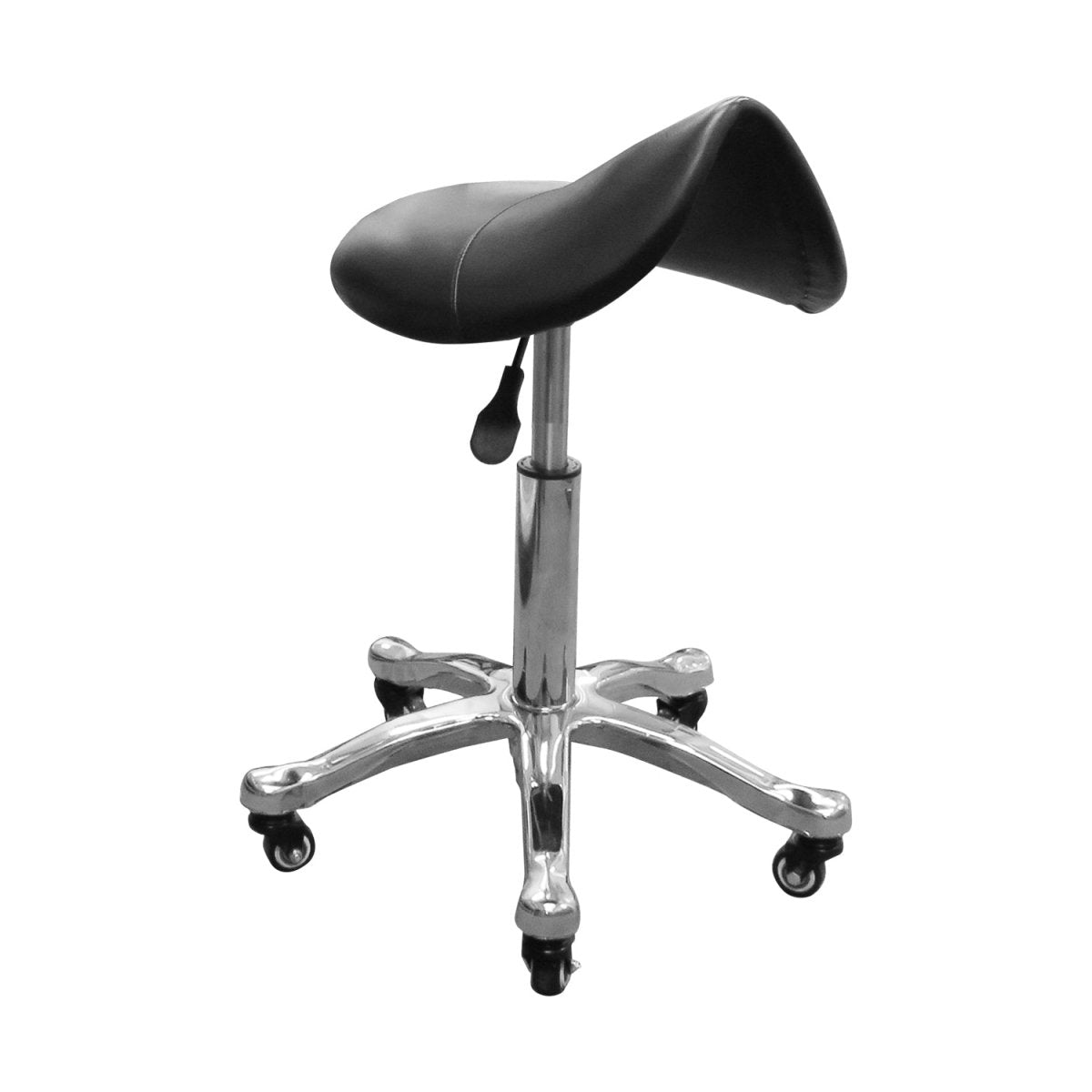 Ergonomic Hydraulic Saddle Stool - Adjustable Chrome Swivel Bar Stool for Salon, Tattoo, Massage & Office Use - Comfortable Seating Solution