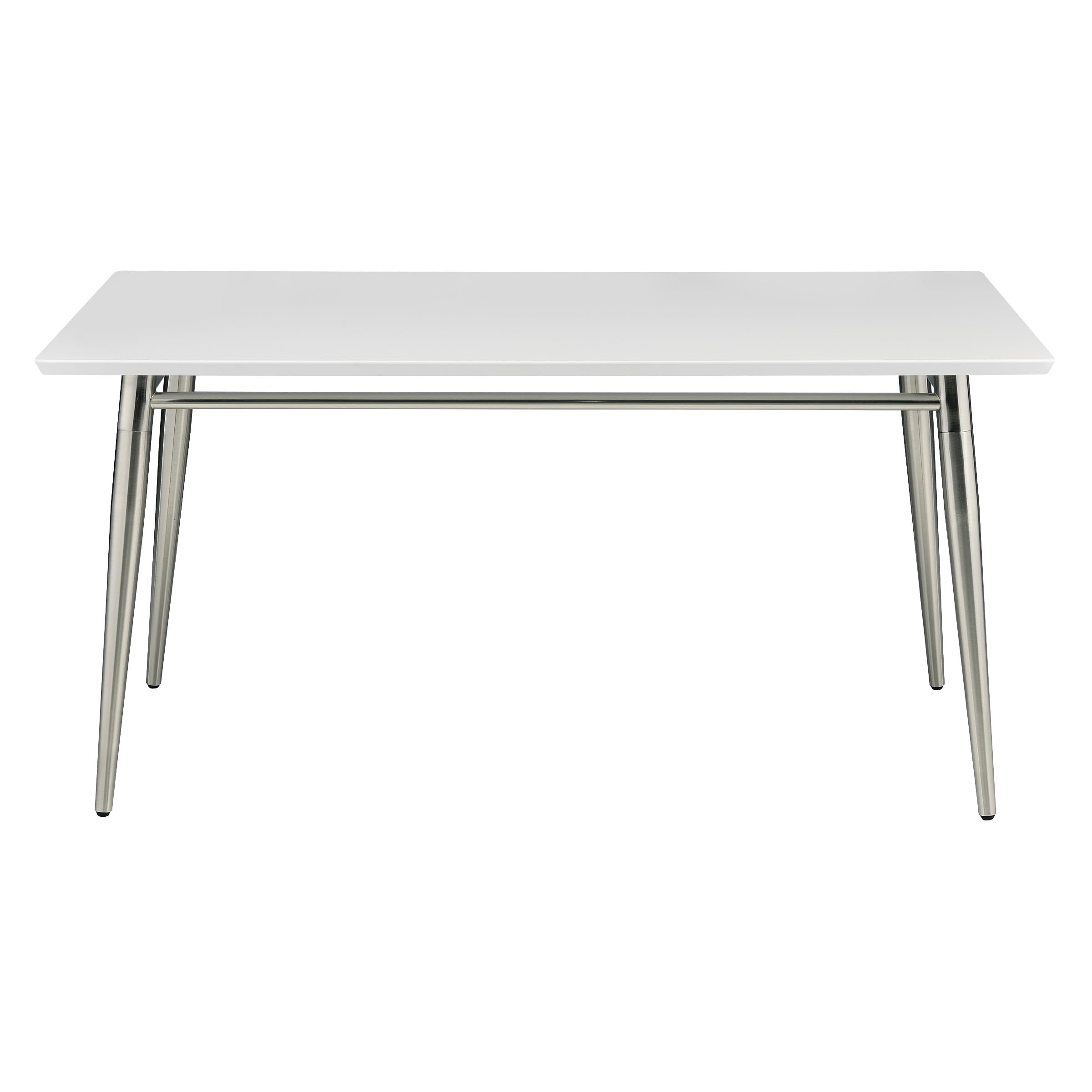 OSP Modern Rectangle Coffee Table - White Top with Brushed Nickel Legs, Mid-Century Style Living Room Furniture for Small Spaces | Perfect for Apartments, Condos & Home Decor