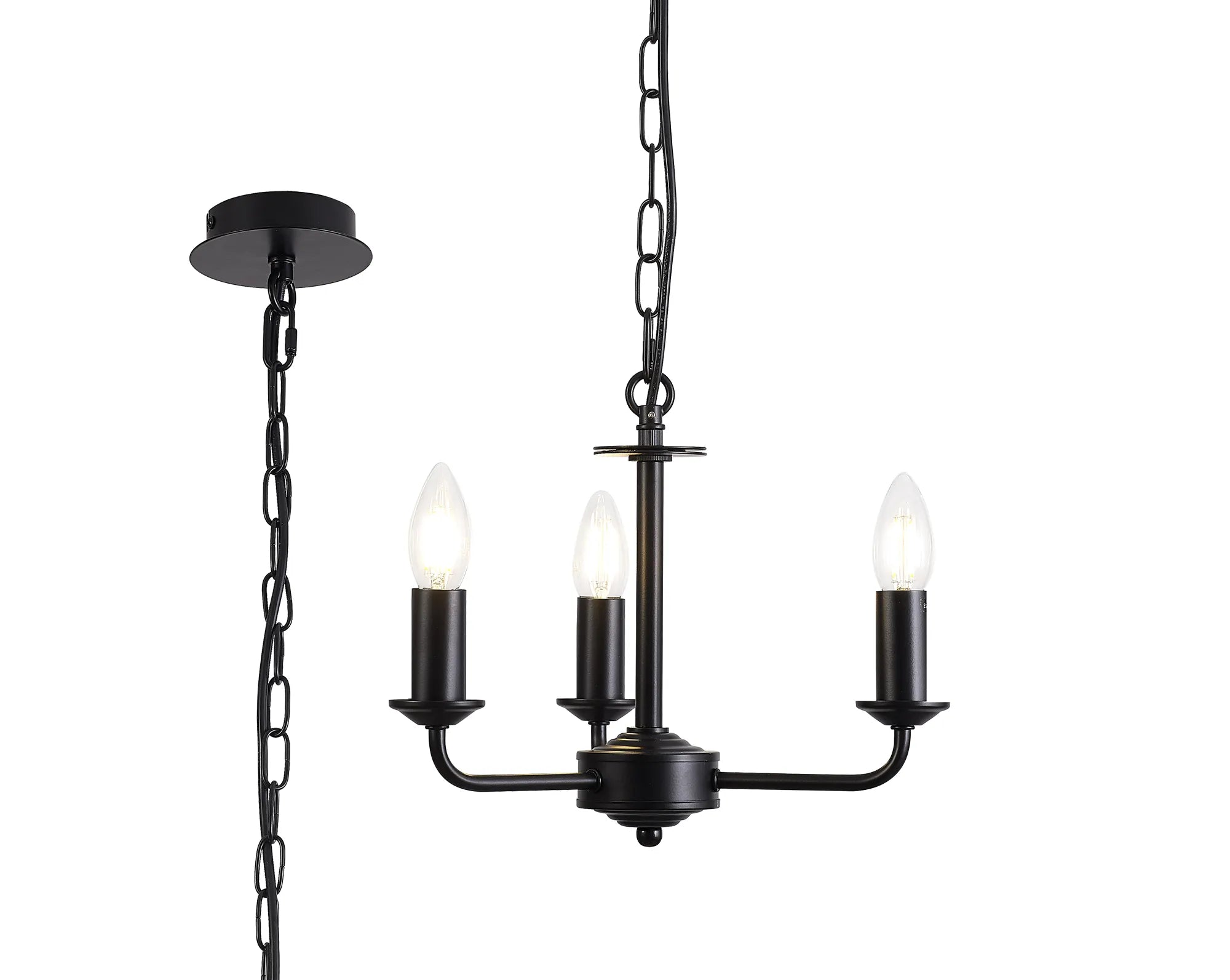 Banyan 3-Light Multi-Arm Pendant/Semi-Flush Ceiling Light Fixture - Matte Black & Antique Brass Finish - Perfect for Dining Room, Kitchen Island or Entryway Lighting
