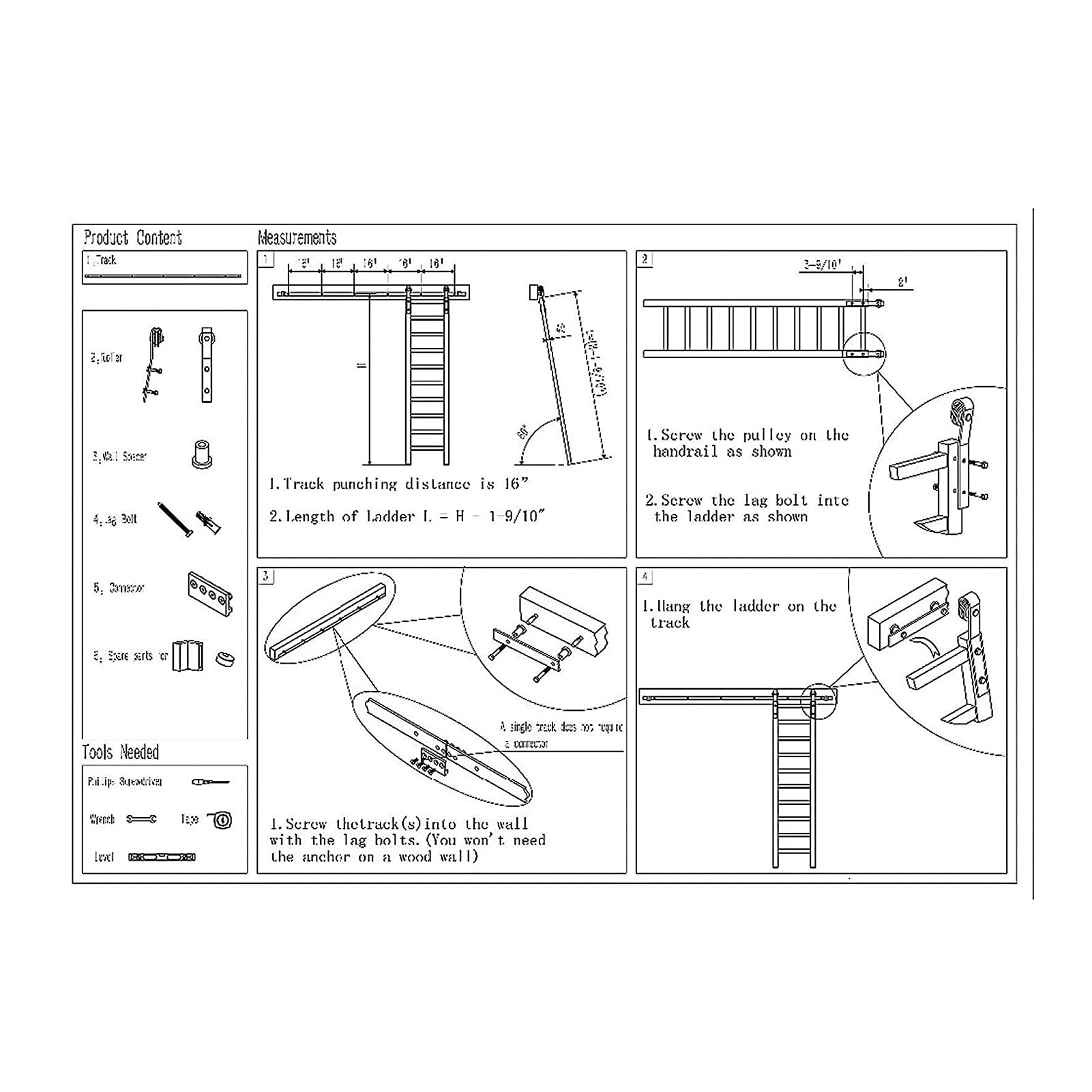 12ft Sliding Barn Door Kit - Complete Hardware with Hanging Rail & Extension Rail for Home, Loft, Library - Easy DIY Installation for Modern & Rustic Interiors