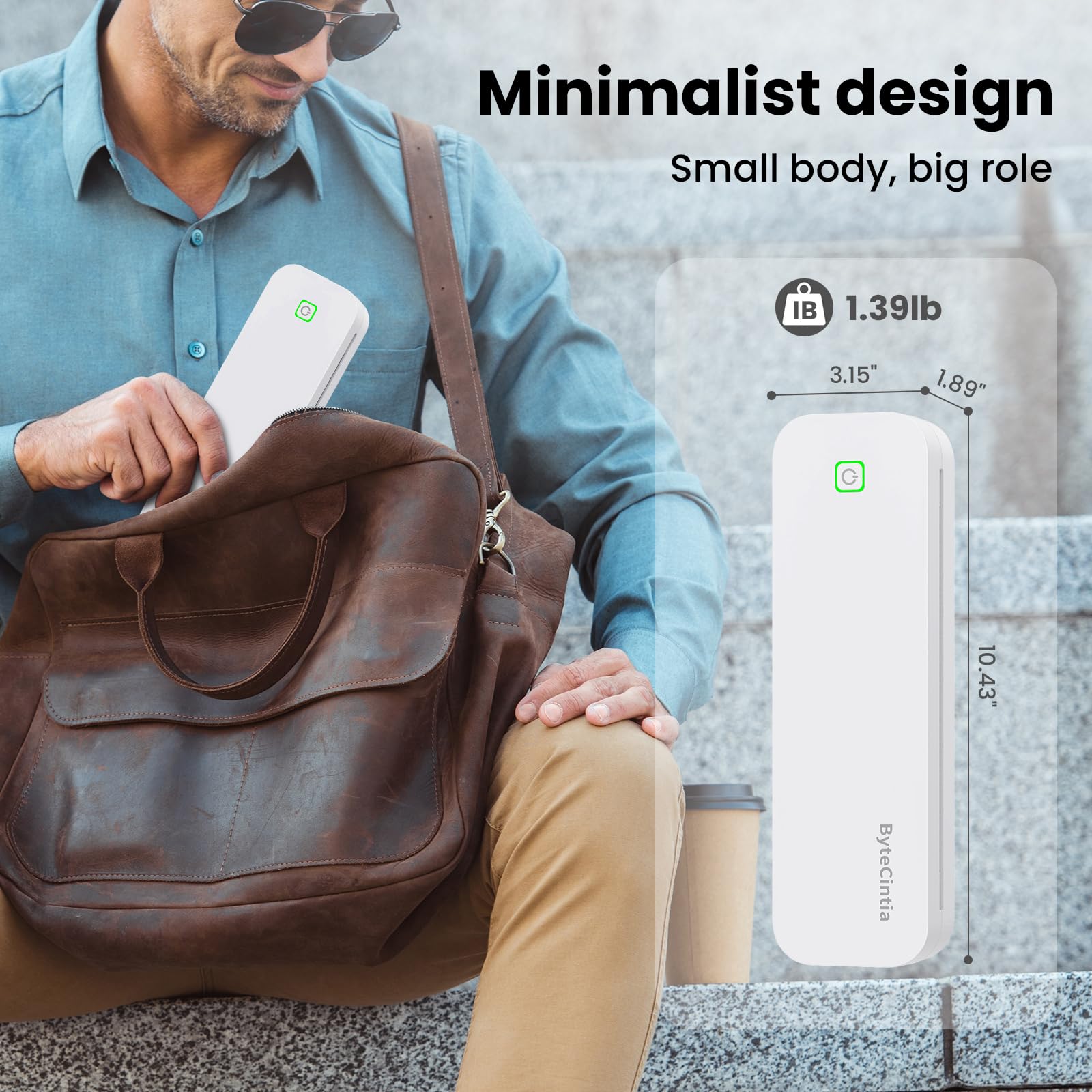 Portable Bluetooth Thermal Printer - 8.5 x 11 Inch US Letter Size, Wireless Mobile Printer for Android, iOS & Laptop | Inkless Travel Printer for Office, Car, School | Perfect for Business Trips, Home Office & On-the-Go Printing