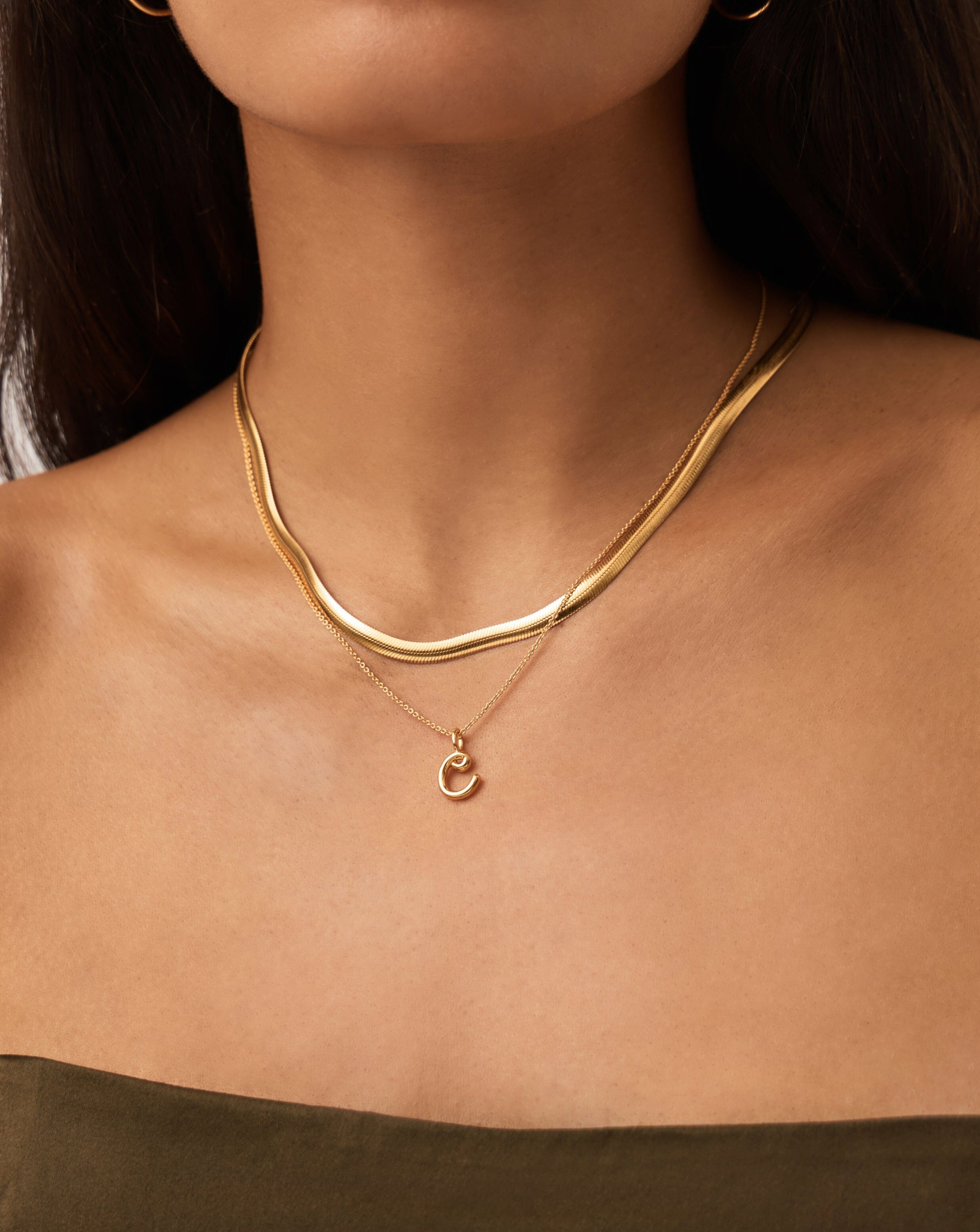 Curly Molten Mini Initial Necklace - Personalized Letter C Pendant in 18K Gold Vermeil - Perfect for Gifts, Anniversaries & Everyday Elegance
