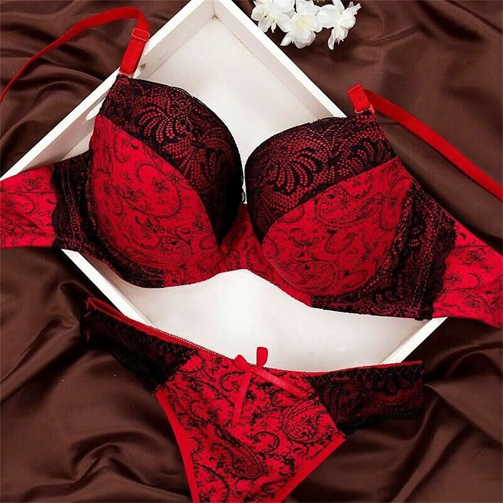 Women's Push Up Padded Bra & Thong Lingerie Set - Sexy Comfortable Underwear for Daily Wear & Special Occasions