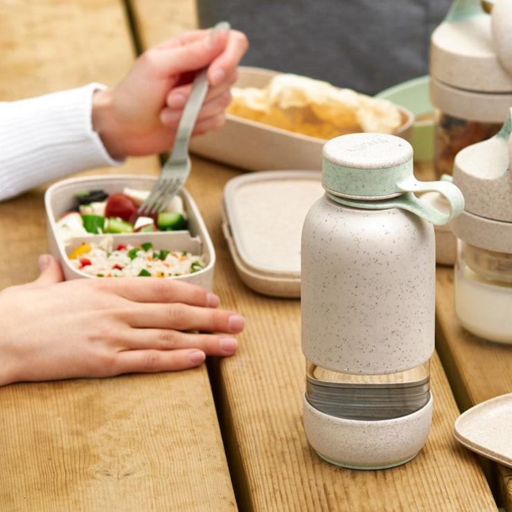 Organic Beige Water Bottle To Go - Leak Proof & Eco Friendly for Travel, Gym & Outdoor Activities