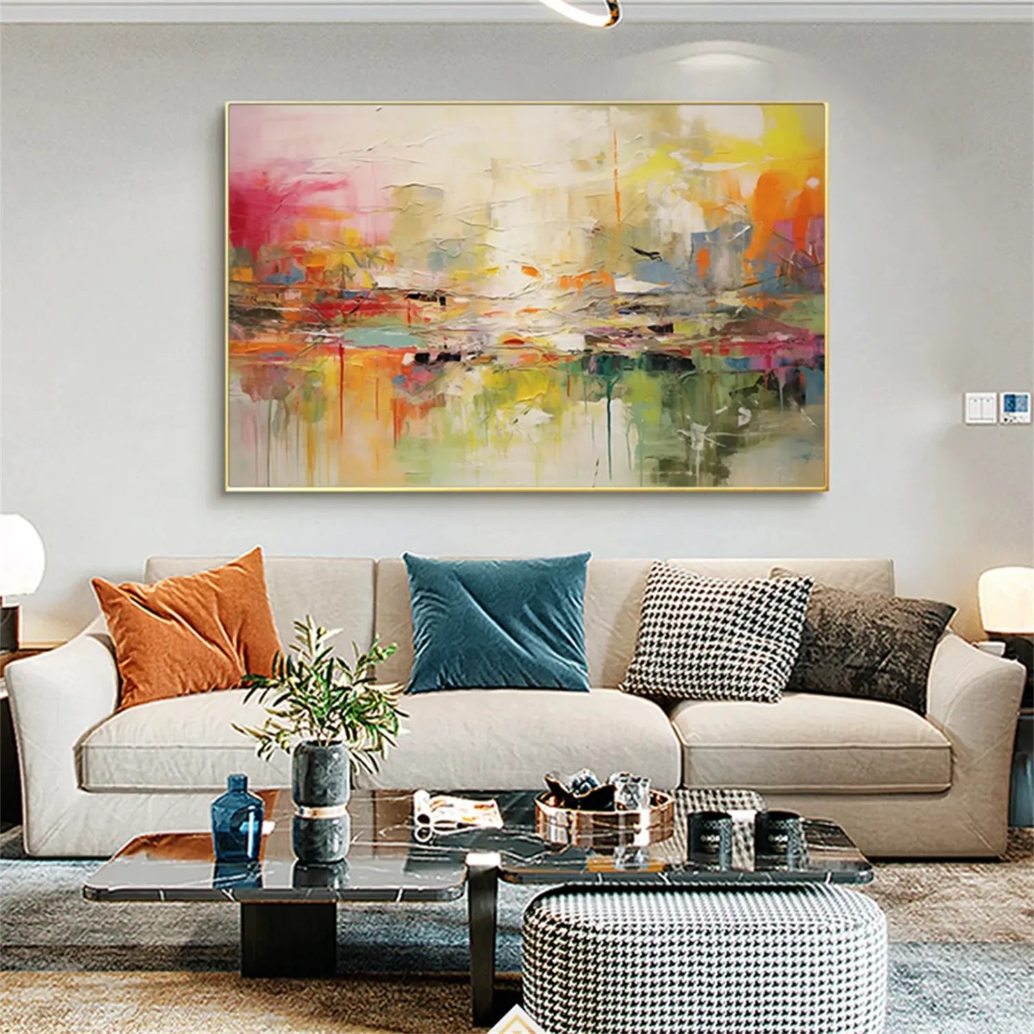 Abstract Painting #AB 179 - Modern Wall Art for Living Room, Bedroom & Office Decor | Unique Handmade Canvas Artwork