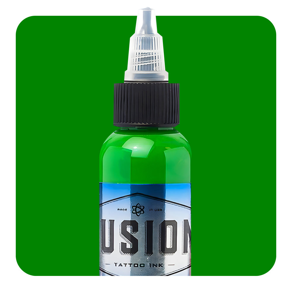 Gamma Green Fusion Tattoo Ink - Professional Tattoo Artist Supplies - 1oz/30ml Bottle - Vegan & Sterile - Perfect for Tattoo Shops, Body Art & Permanent Makeup