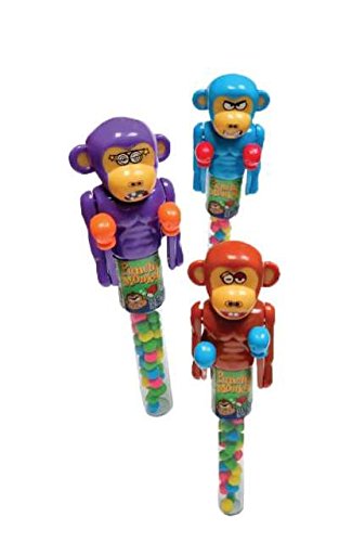 Punchy Monkey Candy Dispenser for Kids - Bulk Pack of 12 - Fun Toy & Candy Holder for Birthday Parties, Halloween Treats & Classroom Rewards