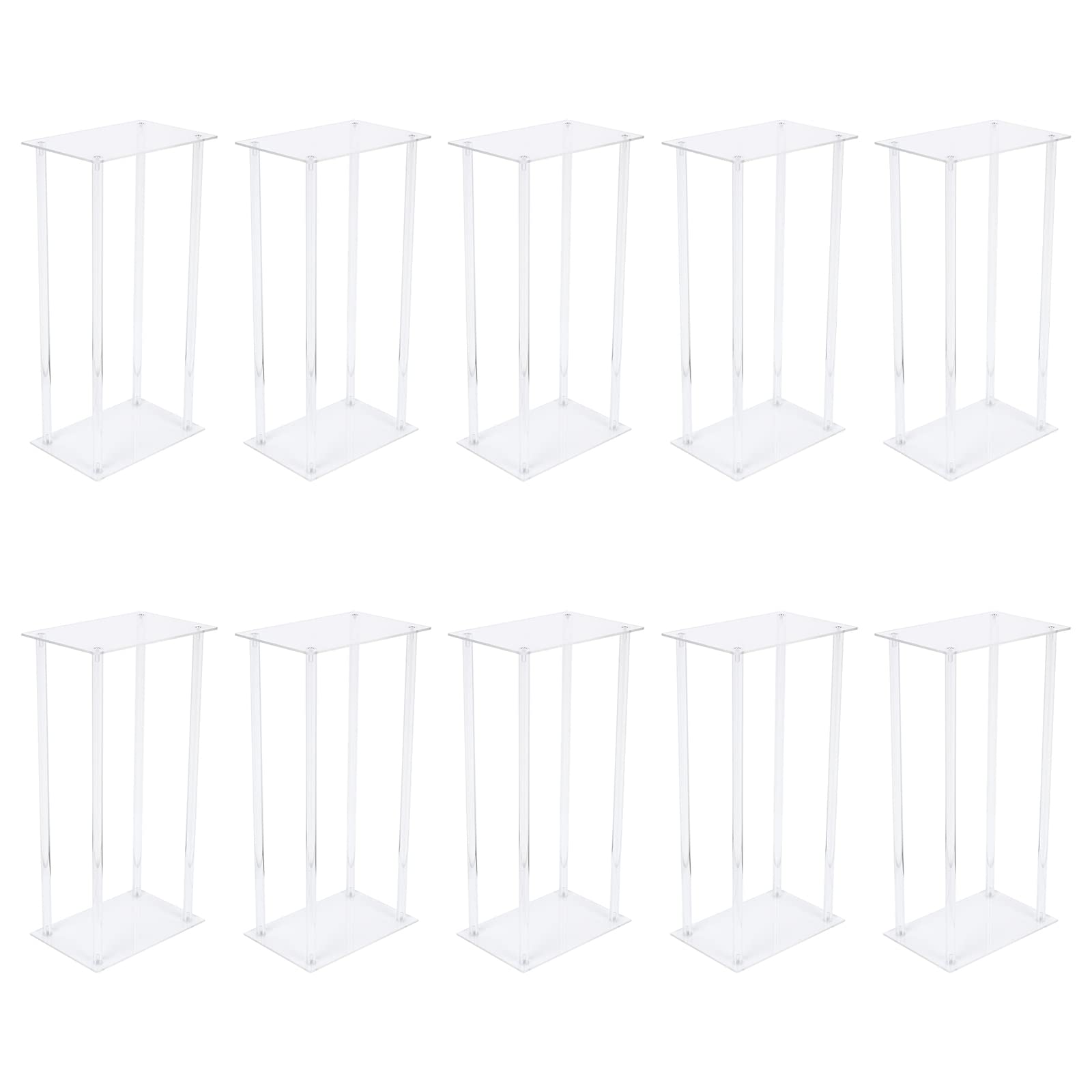 10 Pack Gold Metal Flower Stand Vases for Wedding Centerpieces - Geometric Column Vase Set for Wedding Arch, Reception, Party Decor (Style 2) | Elegant Home & Event Decoration