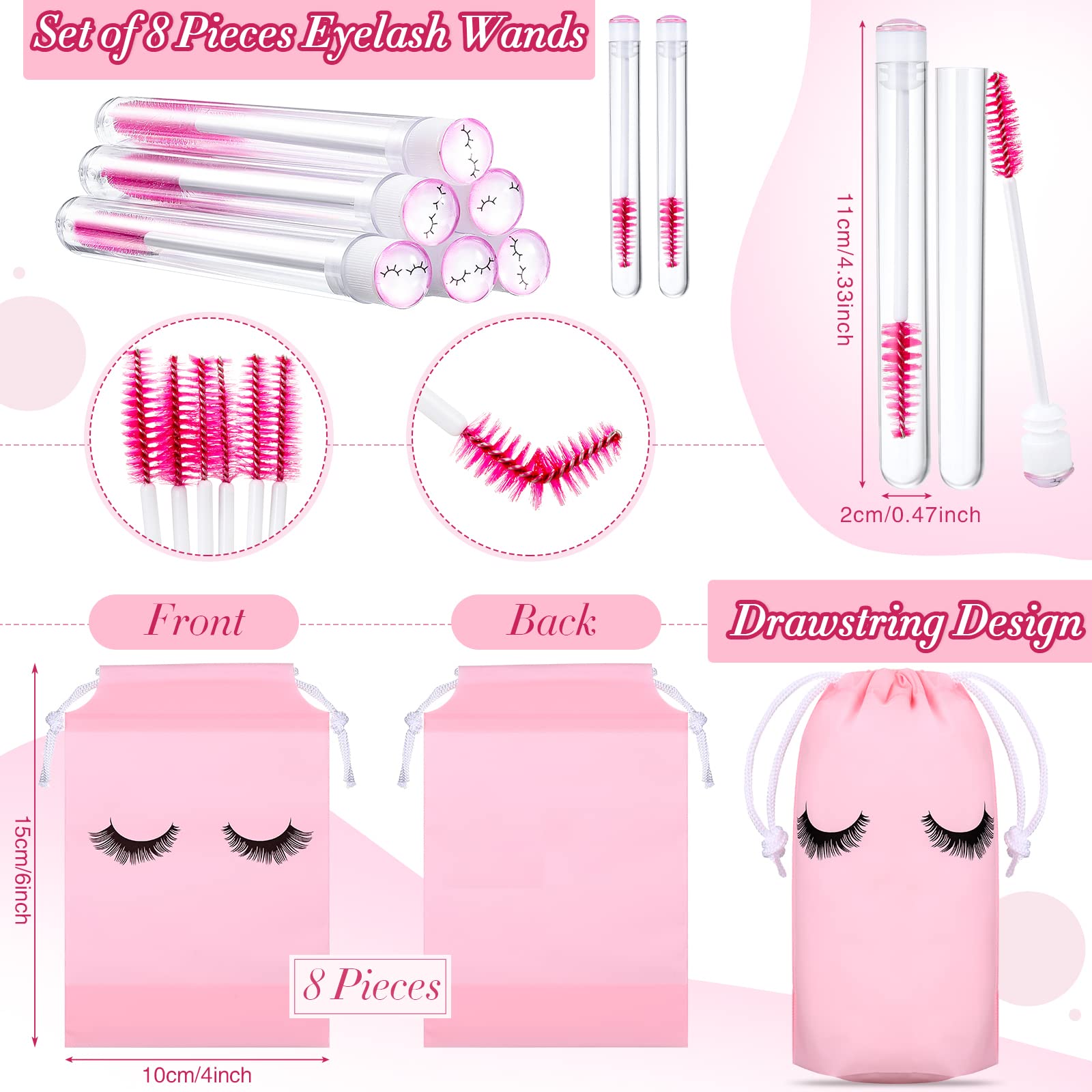8 Pcs Lash Shampoo Brushes Set with Eyelash Aftercare Kit - Includes 8 Disposable Mascara Brushes, Foam Pump Bottles & Extension Care Cards | Eyelash Extension Aftercare Accessories for Professional & Home Use | Perfect for Salons, DIY Lash Extensions & Makeup Artists
