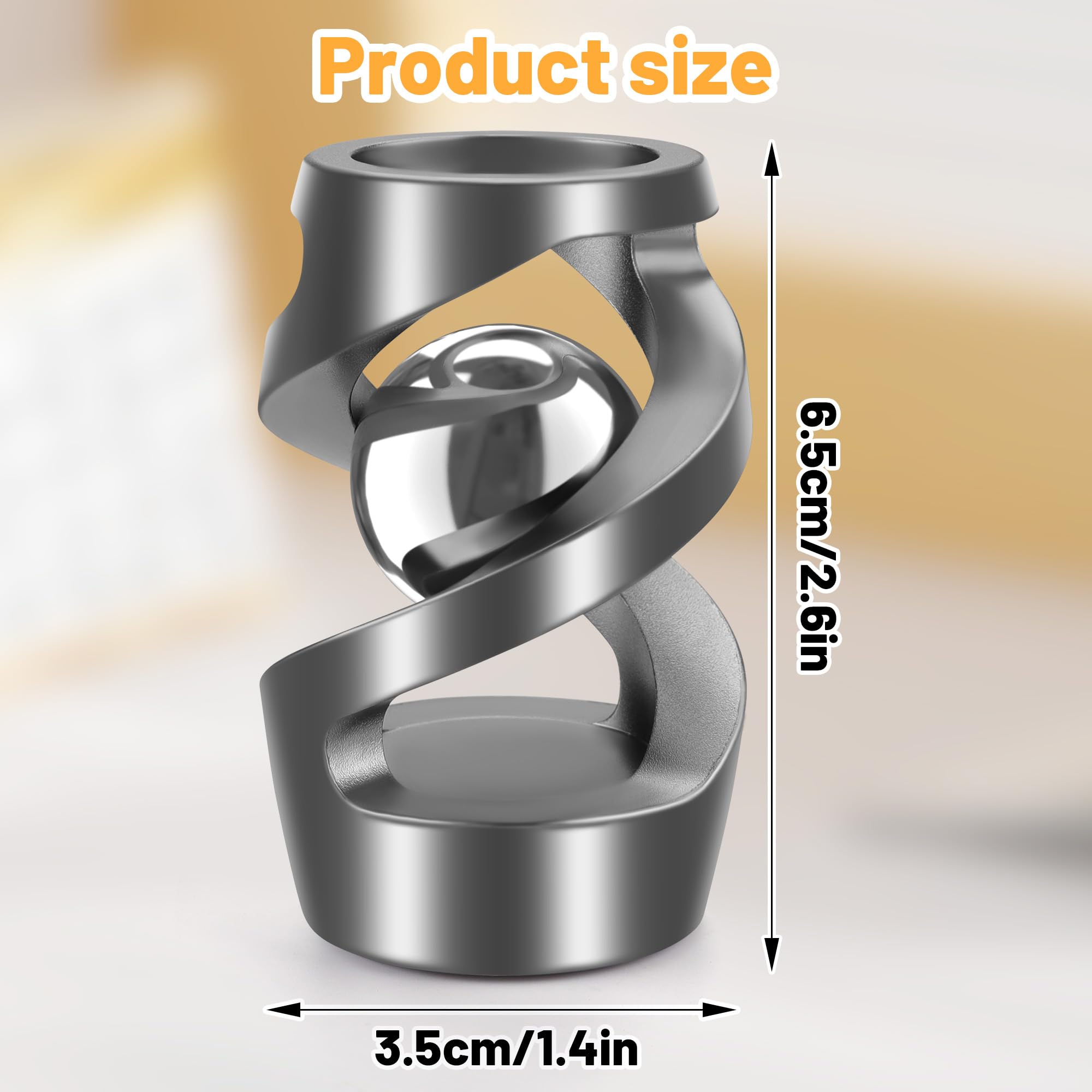 Upgraded Kinetic Desk Toys for Adults & Kids - Stress Relief Fidget Spinner for Office, ADHD, Anxiety - Quiet Desk Fidget Toys for Teens & Adults - Grey Silver - Perfect for Work, Study & Focus Enhancement