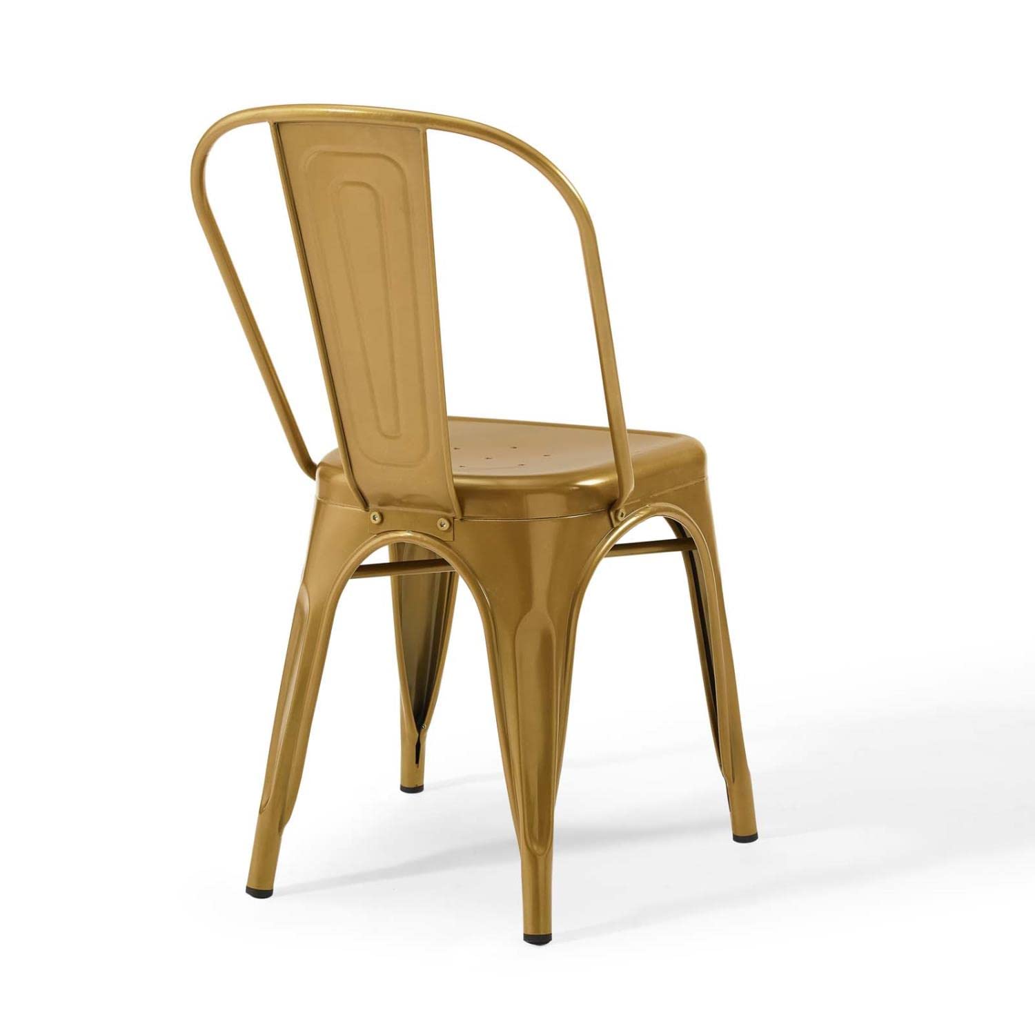 Modway Promenade Industrial Modern Steel Metal Bistro Dining Chairs in Gold - Set of 2 | Stylish Bar Stools for Kitchen, Cafe & Restaurant | Durable Metal Chairs for Indoor & Outdoor Use