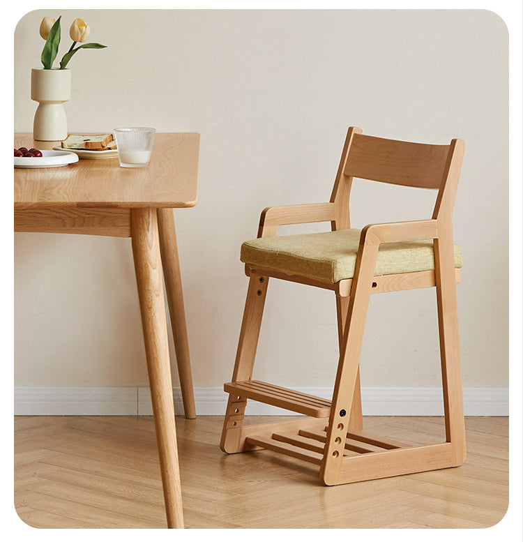 Solid Wood Lift Children's Chair - Beech & Oak Wooden High Chair for Kids - Perfect for Dining, Learning & Playtime at Home