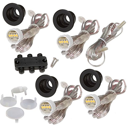 DEKOR LED Recessed Stair Lights - 4 Pack Step Lighting for Indoor & Outdoor Use, Antique Metal Black Finish | Perfect for Staircase, Pathway, Deck, and Garden Illumination