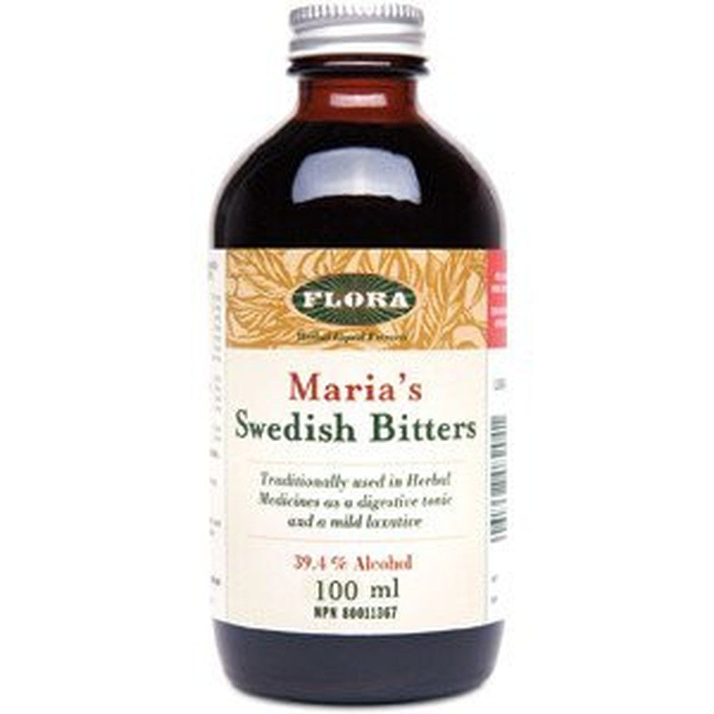Flora Swedish Bitters with Alcohol - 100ml Herbal Digestive Tonic - Supports Digestion & Detox - Perfect for After Meals & Wellness Routines