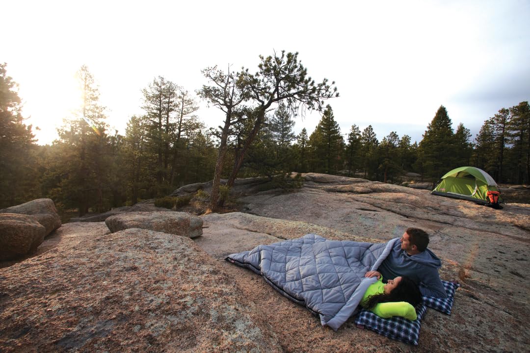 **Coleman 45°F Double Sleeping Bag - Queen Size XL for Big & Tall, 2-in-1 Separable Sleeping Bags, 3-Layer Comfort with Snag-Free Zipper & Stuff Sack, Machine Washable - Perfect for Camping, Backpacking & Outdoor Adventures**