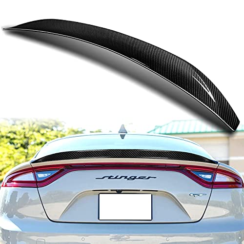 VT-Style Carbon Fiber Rear Trunk Spoiler Wing for 2018-2021 Kia Stinger | High Performance Duckbill Tail Lid (52x4x14) | Enhances Aerodynamics & Sporty Look for Street Racing & Car Shows
