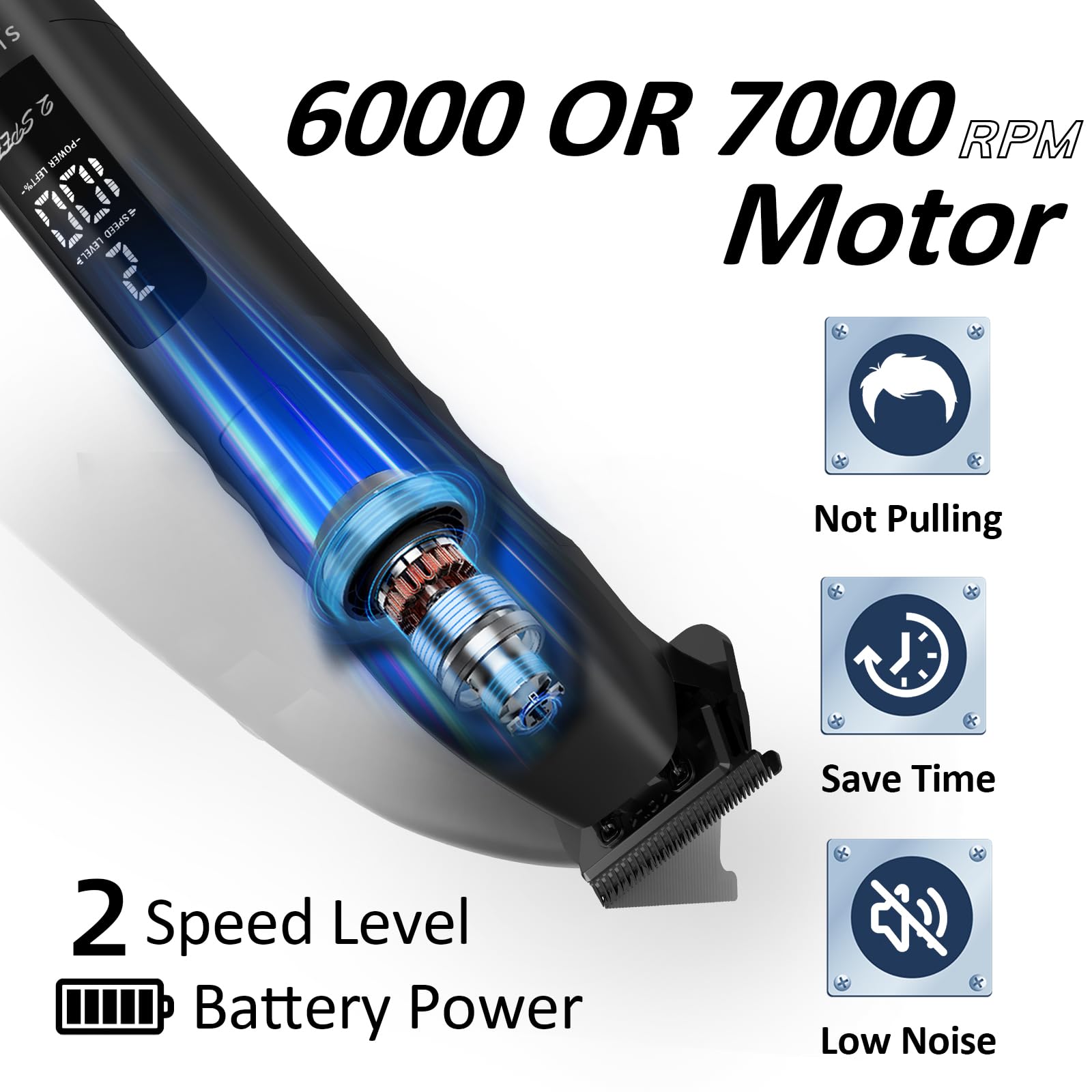 Supreme Trimmer 2Speed Professional Hair Clipper - Cordless Rechargeable with Removable Blades, 2 Adjustable Speeds & Battery Display | Zero Gap Design for Precise Fading | Perfect for Home Barbering, Beard Trimming & Personal Grooming | ST622 Black